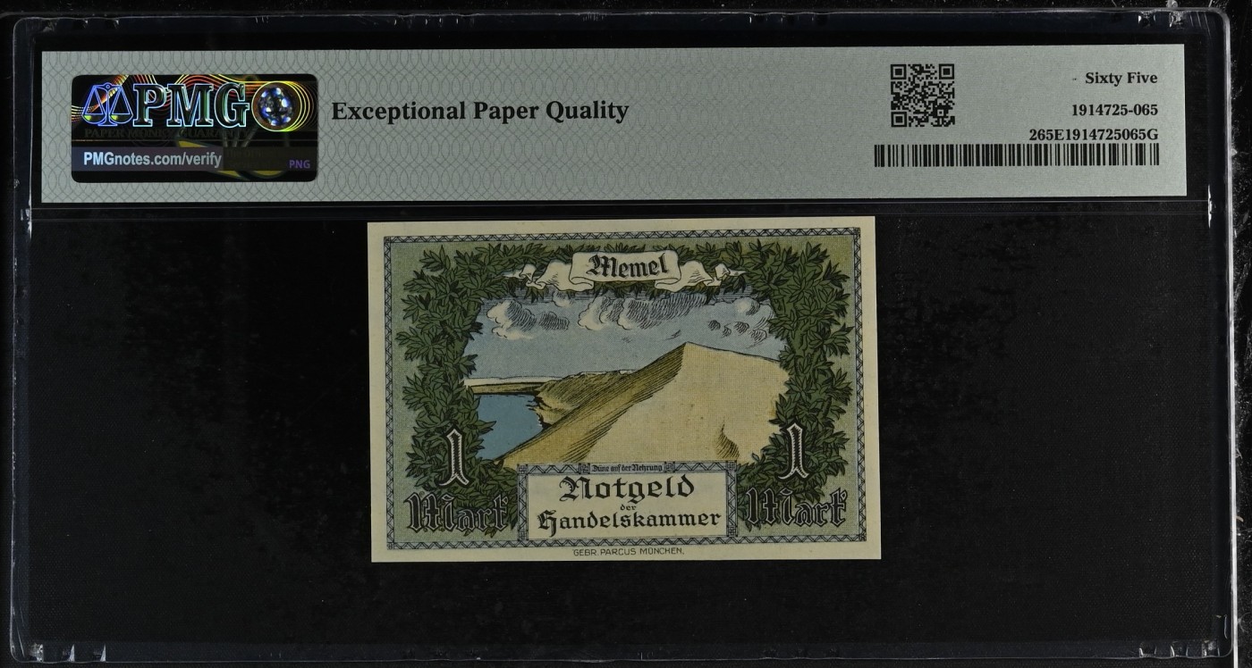 收藏联盟Quantum Auction 第318期拍卖  梅梅尔(立陶宛克莱佩达港)1922年1马克 PMG65