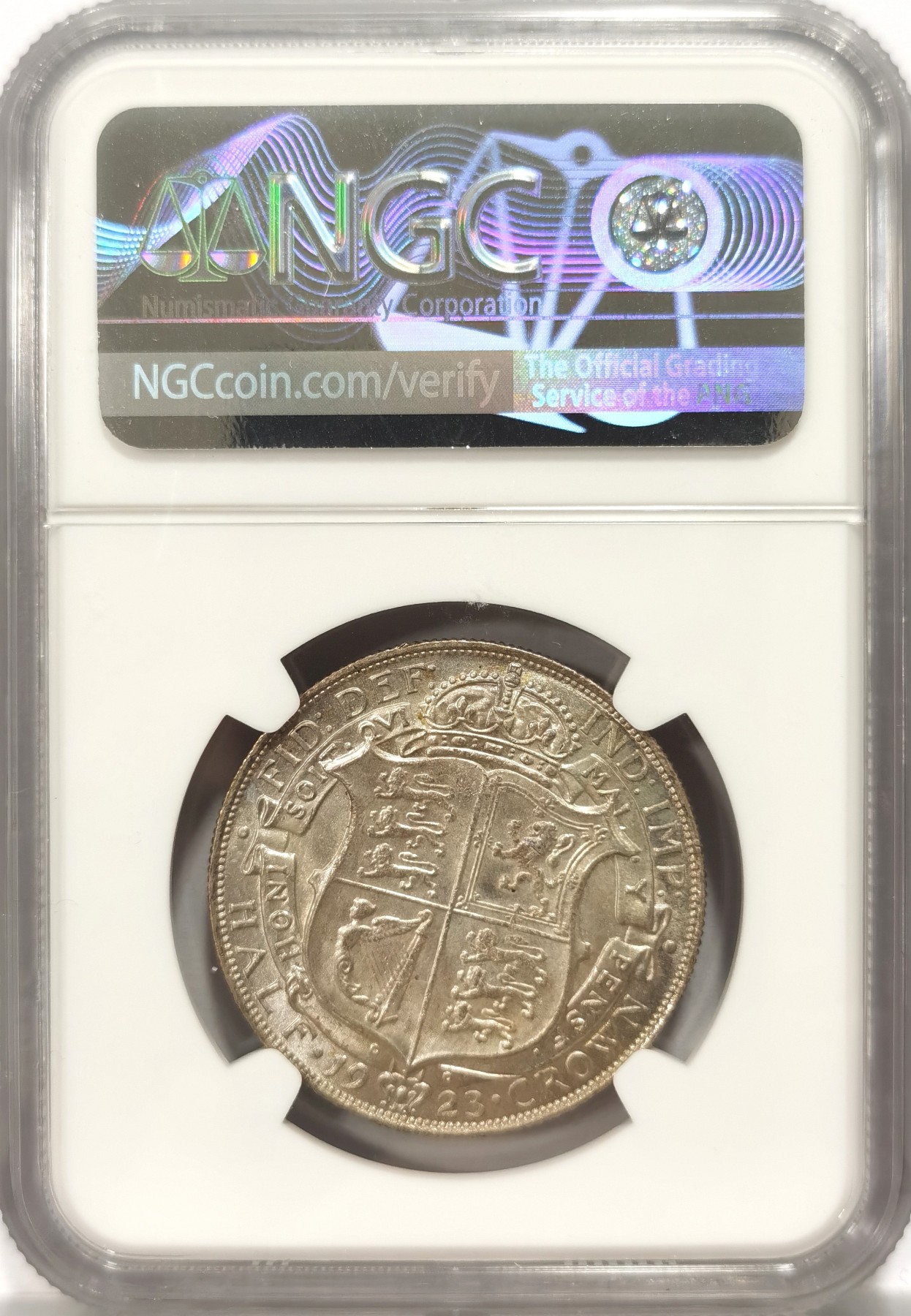 博洋堂世界钱币拍卖第060期（全场包邮） 英国1923年乔治五世1/2克朗银币，NGC-MS64。高品质英国老币难得