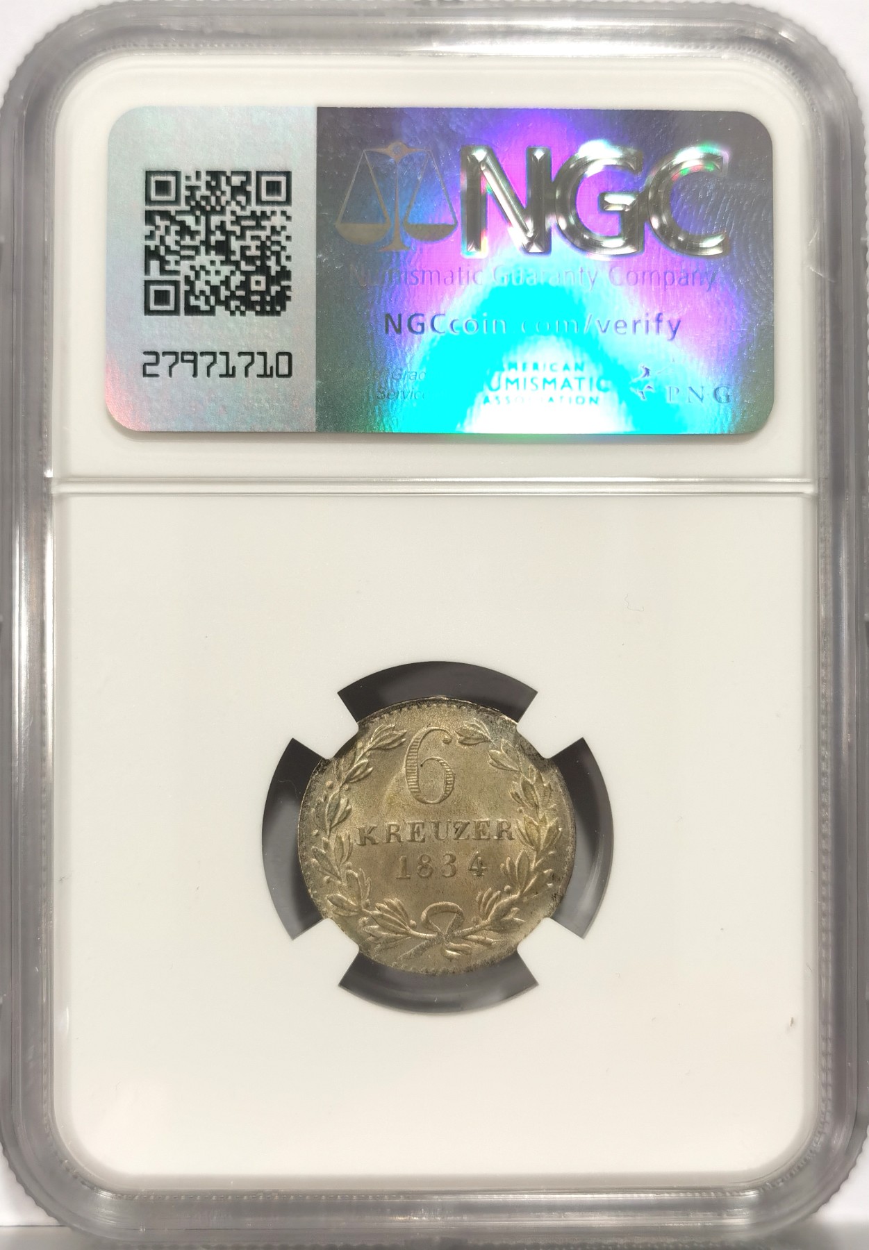 博洋堂世界钱币拍卖第060期（全场包邮） NGC UNC 德国巴登1834年6K银币