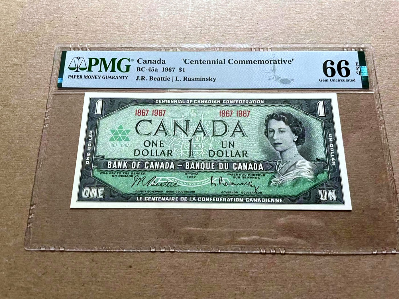 【Blue Auction】✨世界纸币精拍第418期【精】 加拿大 1967年1元 PMG66EPQ 纪念钞 