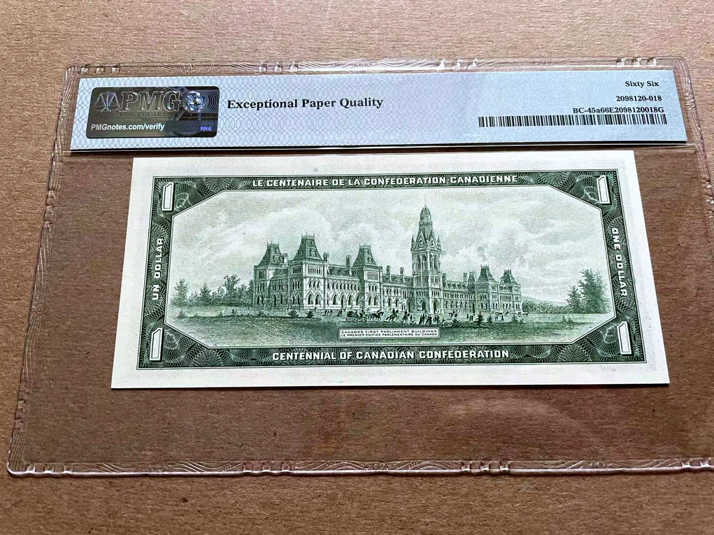 【Blue Auction】✨世界纸币精拍第418期【精】 加拿大 1967年1元 PMG66EPQ 纪念钞 