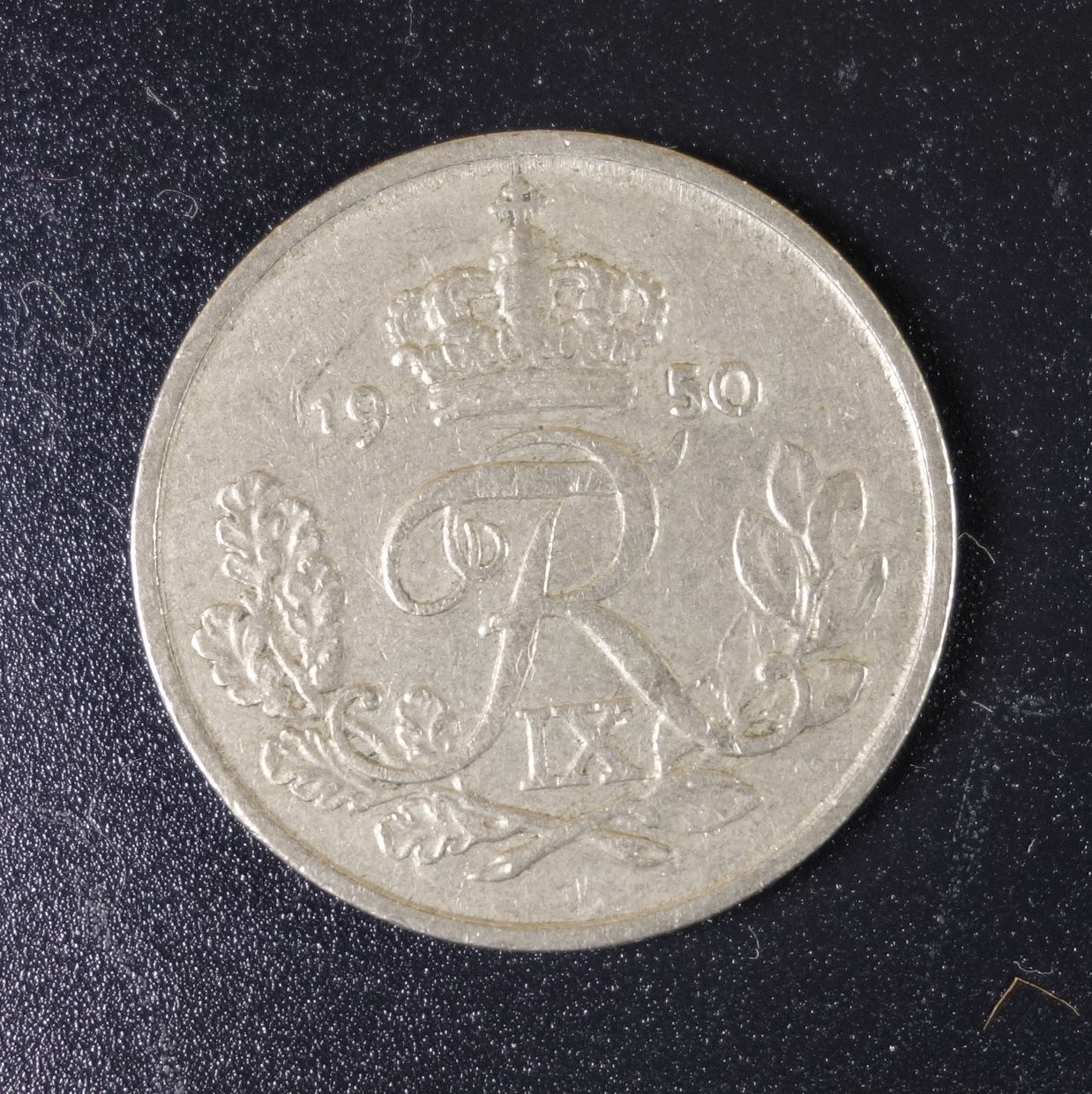 天业钱币散币、银币拍卖第28次专场 全场0元起拍0佣金转发分佣，欢迎围观参拍 丹麦1950年25欧尔