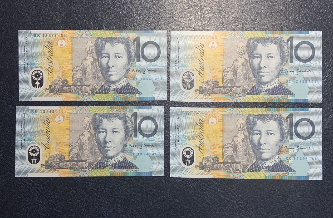 收藏联盟Quantum Auction 第318期拍卖  澳大利亚2012-13年10元4张 品相UNC 2个不同年份