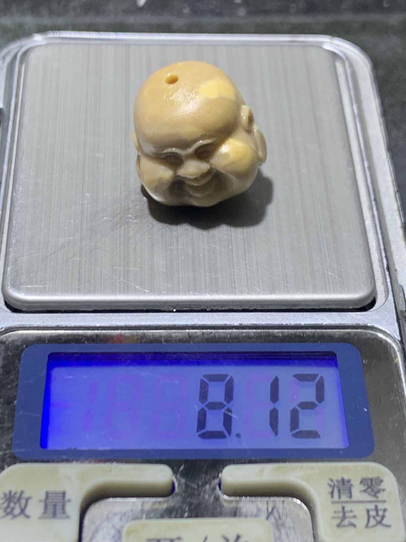 精美戈壁彩玉手工雕刻弥勒佛随形珠子一个！
