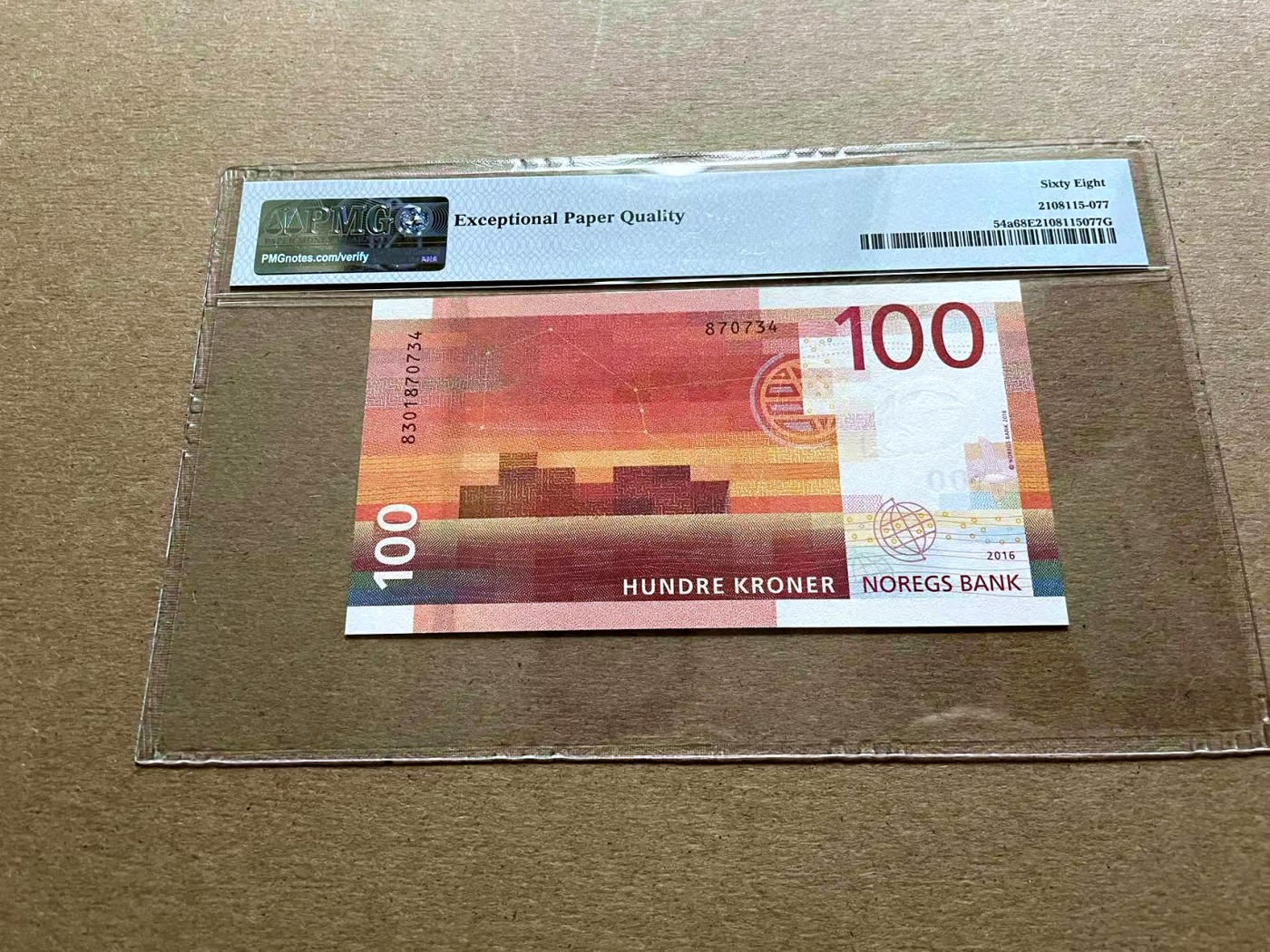 【Blue Auction】✨世界纸币精拍第418期【精】 挪威 2016年100克朗 PMG68EPQ 高分 