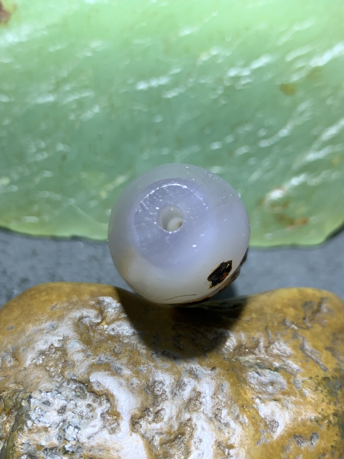 精美亚光高玉化巴西玛瑙手工俏色巧雕如意大桶珠一个