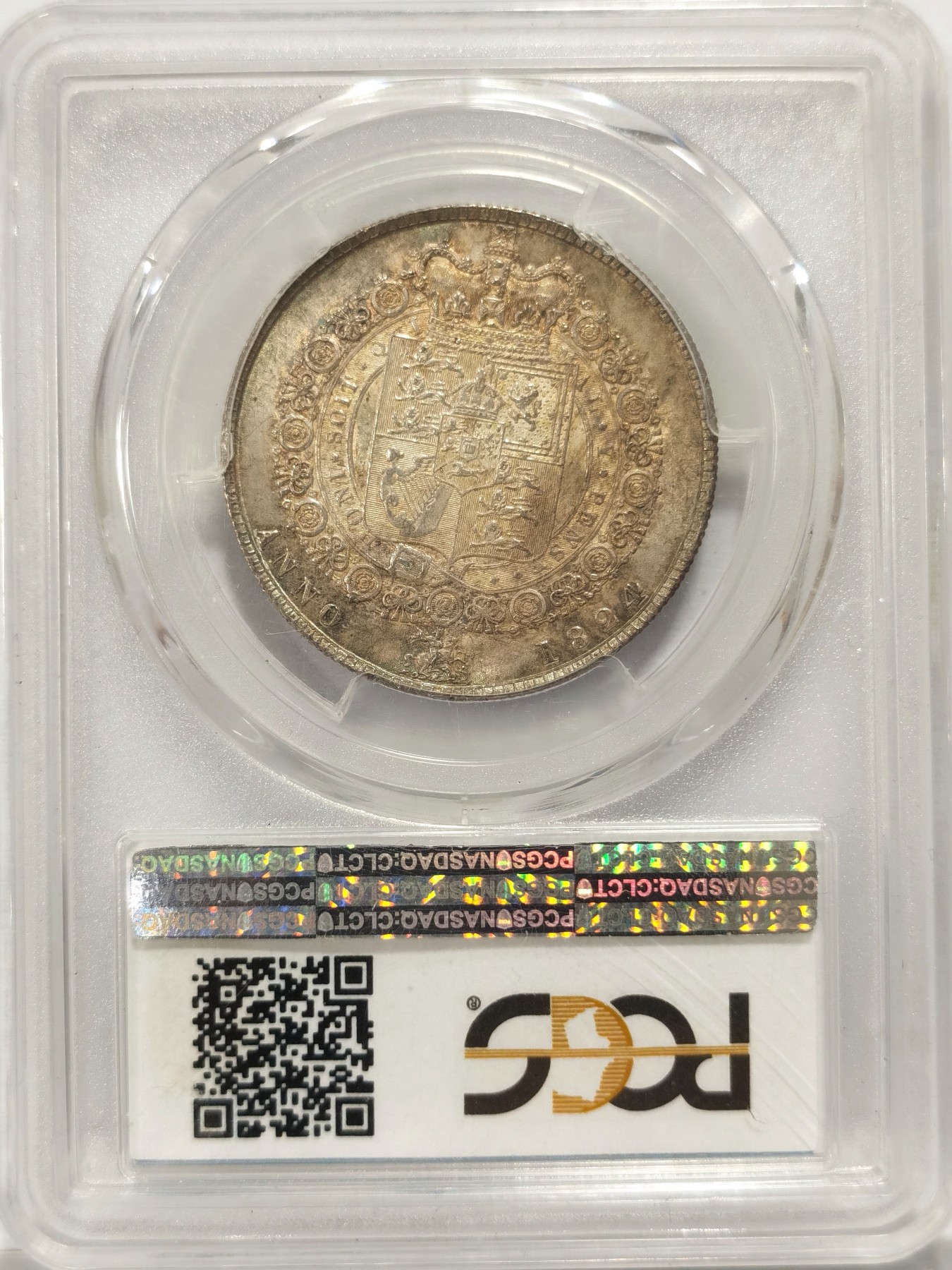 博洋堂世界钱币拍卖第060期（全场包邮） 英国1824年乔治四世嘉德版半克朗银币 ，PCGS-MS63。乔四半克朗中最难的图案系列，流通版只有1823和1824两个年份，1824略少，bu好品非常难得。PCGS亚军分，上MS的只有个位数