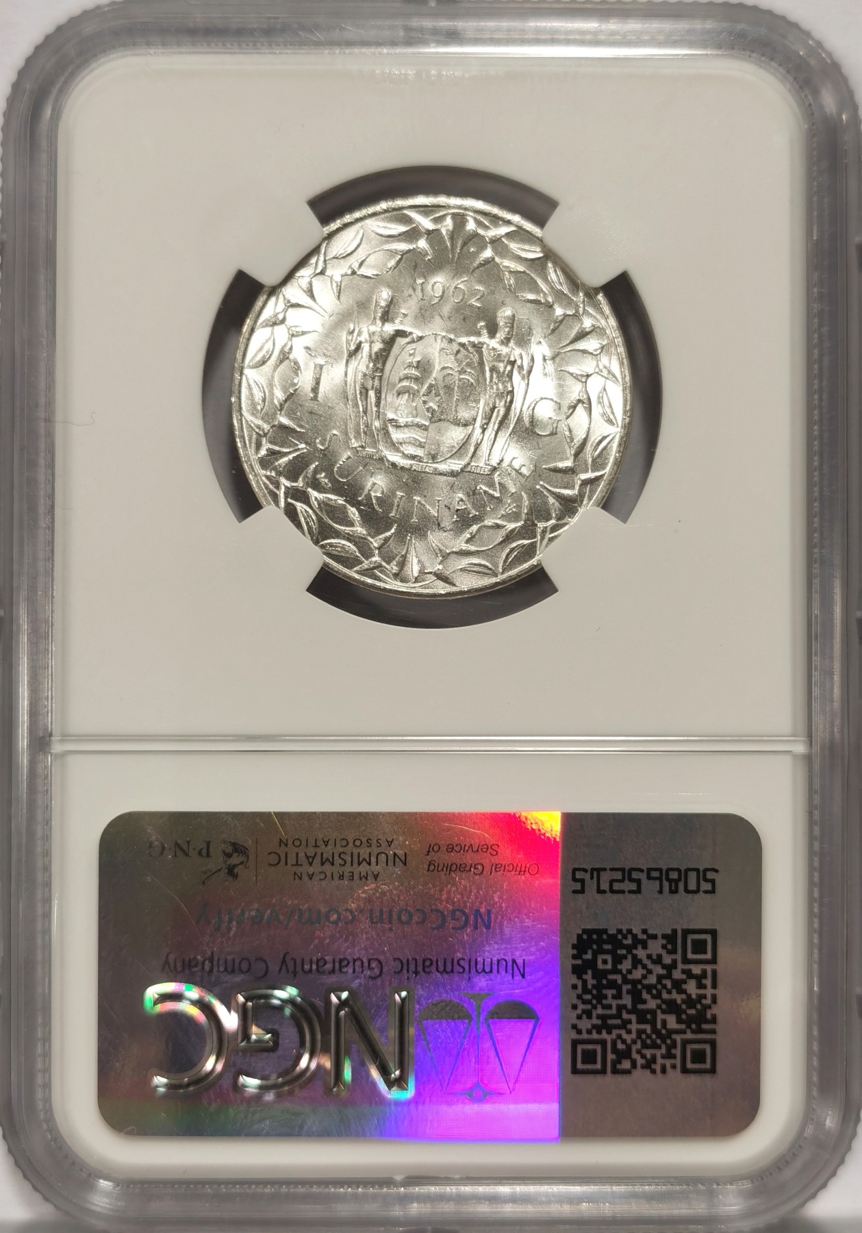 博洋堂世界钱币拍卖第060期（全场包邮） NGC MS64 荷属苏里南1962年1盾银币