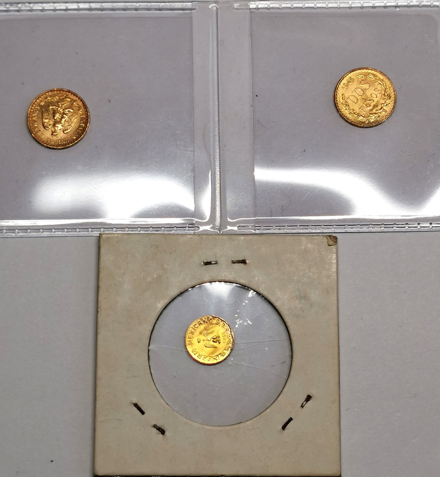 凡希社世界钱币微拍第二百五十八期 墨西哥2比索金币+迷你金币三枚一组 2比索规格：1.667g 900金