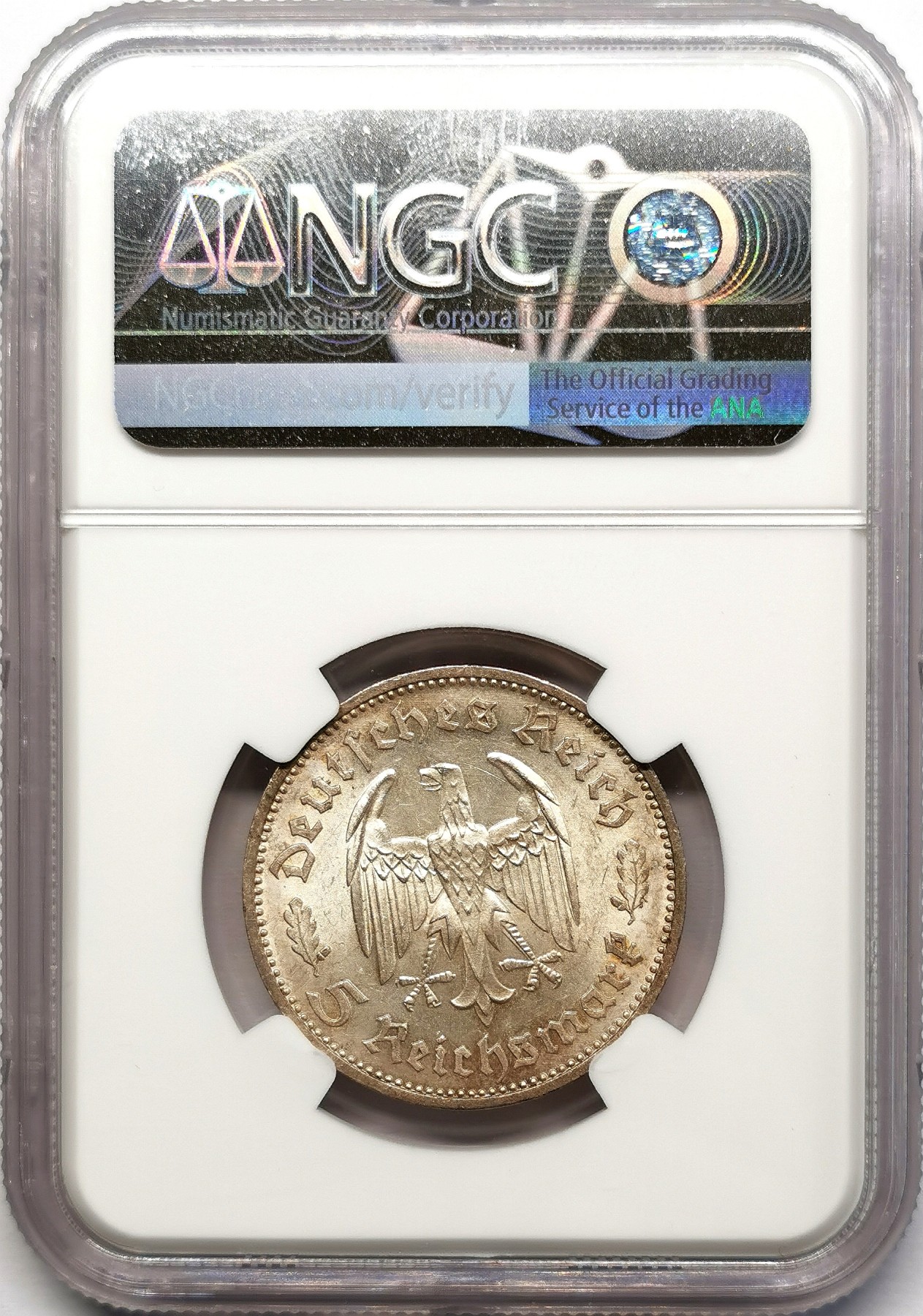 凡希社世界钱币微拍第二百五十八期 1934F德国席勒5马克银币NGC-MS62黄油光！