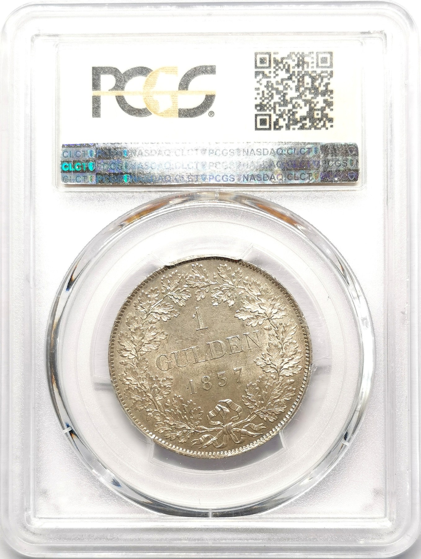凡希社世界钱币微拍第二百五十八期 1837巴伐利亚流通古尔登银币PCGS-AU58哑光灰彩！