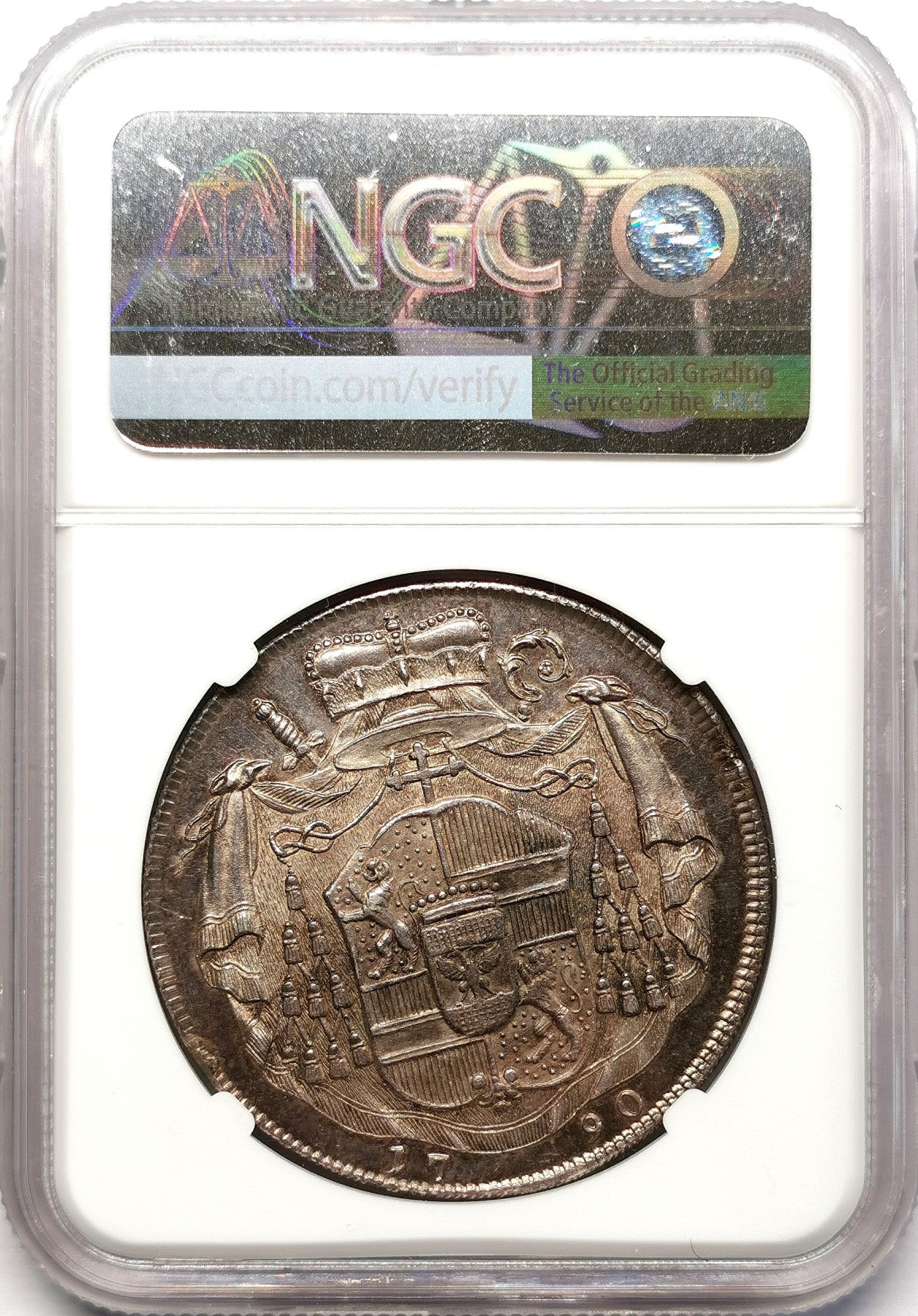 凡希社世界钱币微拍第二百五十八期 1790萨尔茨堡希罗尼穆斯亲王大主教泰勒大银NGC-UNCD，细节完全是未流通品相！