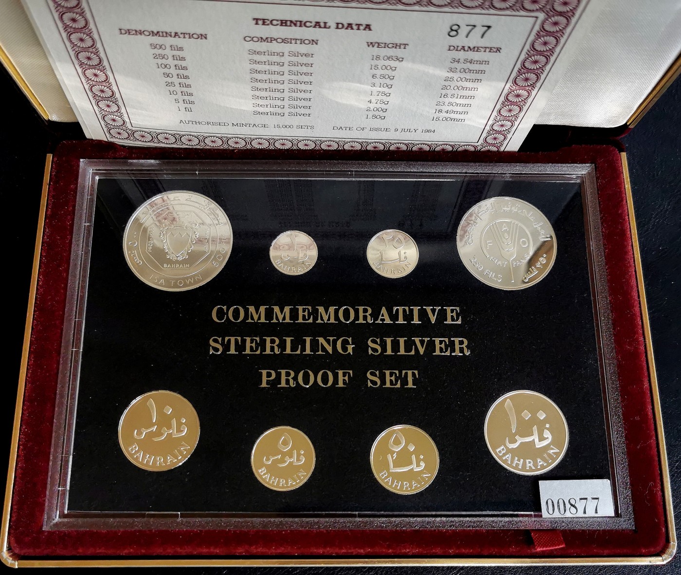 凡希社世界钱币微拍第二百五十八期 1983巴林独立纪念全银PS盒证全品！