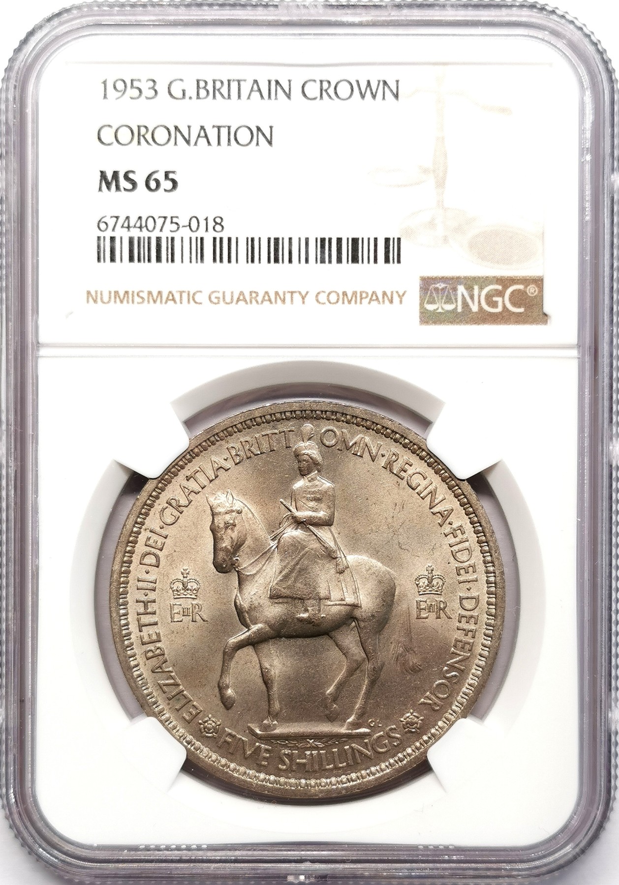 凡希社世界钱币微拍第二百五十八期 1953英国伊丽莎白加冕克朗NGC-MS65