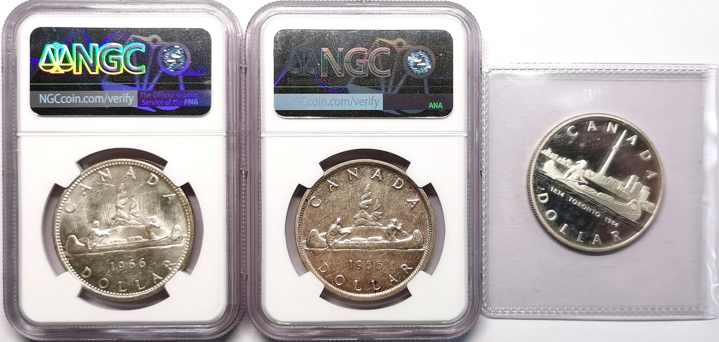 凡希社世界钱币微拍第二百五十八期 加拿大伊丽莎白克朗型银币三枚一组