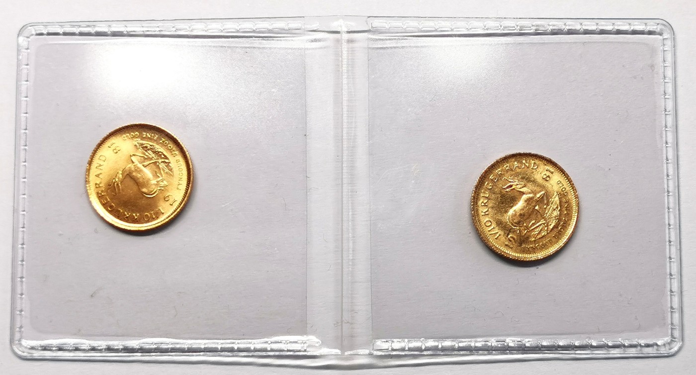 凡希社世界钱币微拍第二百五十八期 1981南非1/10K金币两枚一组 3.39g 917金，两枚总计0.2盎司纯金