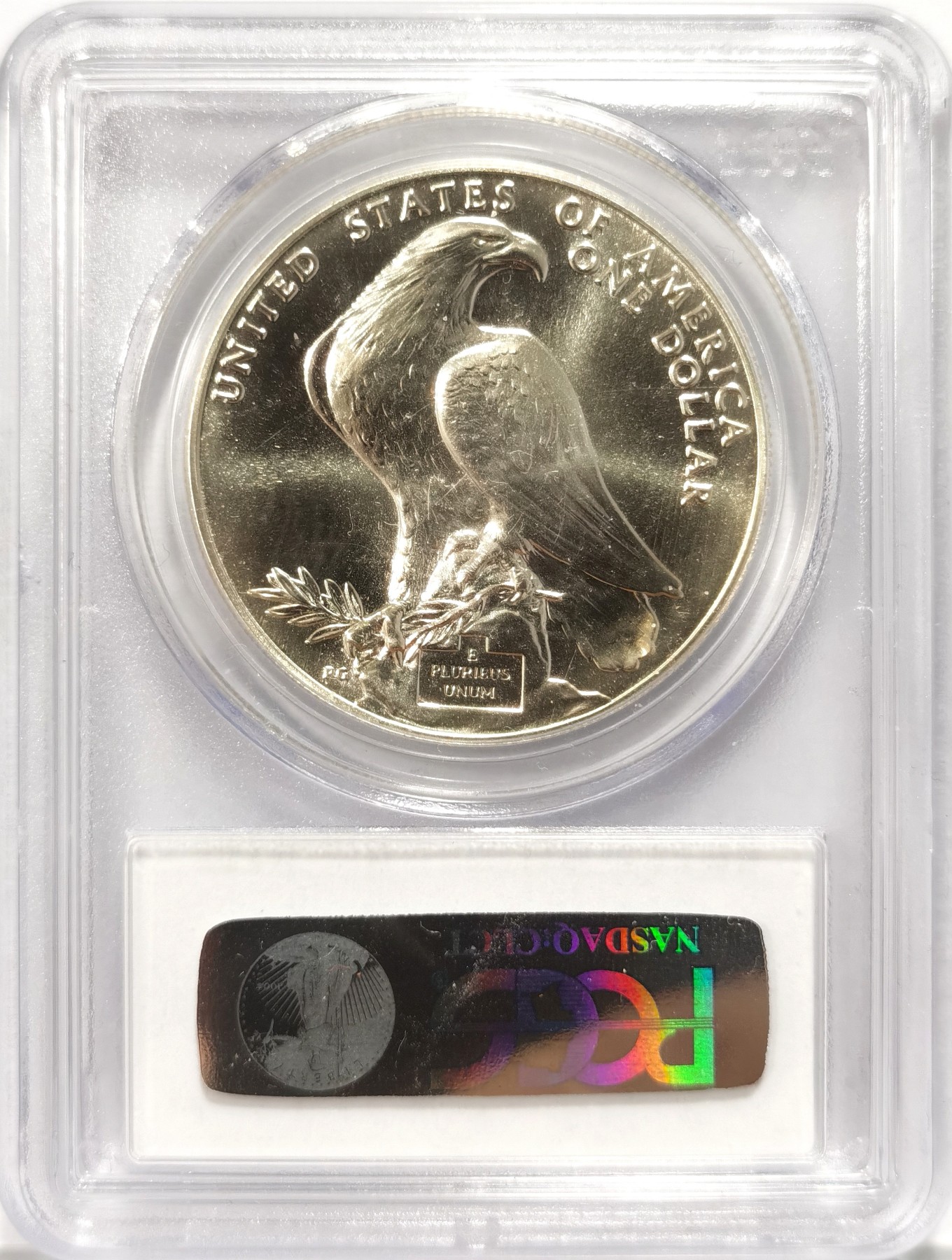 博洋堂世界钱币拍卖第060期（全场包邮） 美国1984年洛杉矶奥运会奥运竞技场/雄鹰1美元纪念银币PCGS-MS69，市场上常见的基本上是精制版，此币为发行量较为稀少的磨砂普制版，状态极佳，PC早期严评老盒无官网图