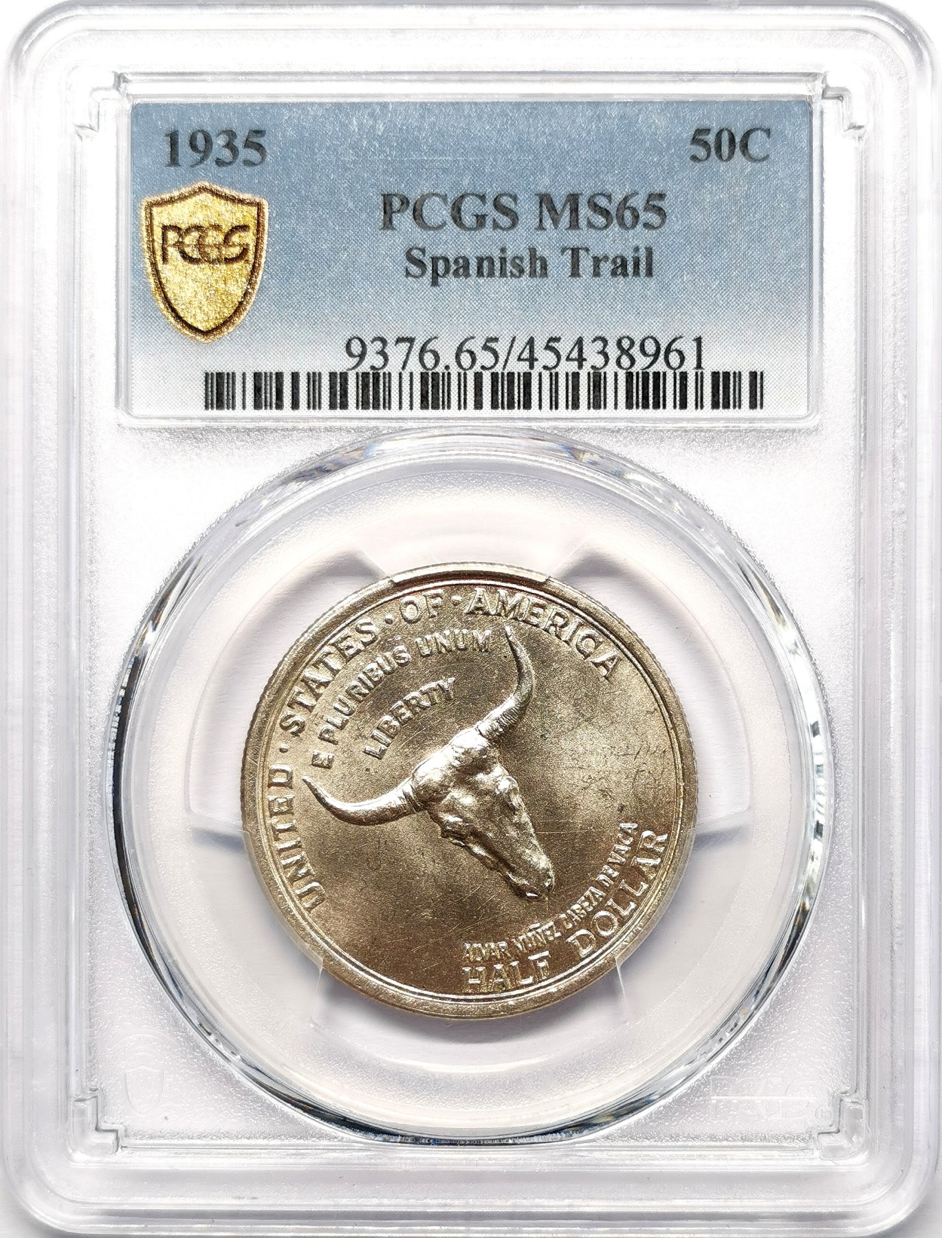 凡希社世界钱币微拍第二百五十八期 荐！1935美国西班牙小道纪念50美分PCGS-MS65 去年一月HA同分成交价1170美金。