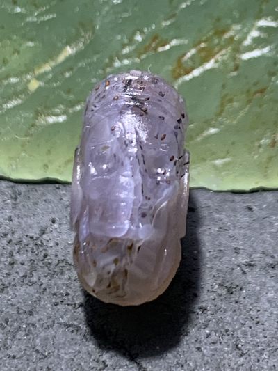 精美亚光巴西玛瑙手工雕刻骷髅酋长扣一个 - 精美亚光巴西玛瑙手工雕刻骷髅酋长扣一个