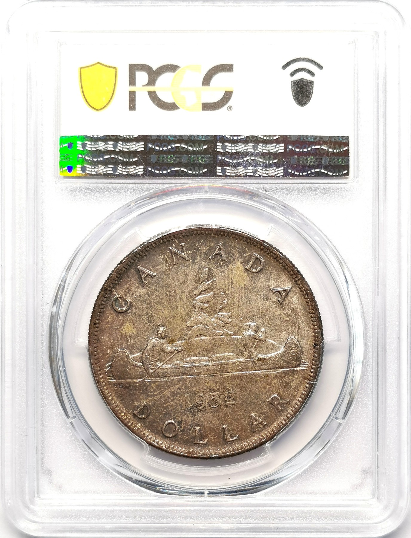 凡希社世界钱币微拍第二百五十八期 1952加拿大乔六aDollar大银PCGS-MS64绝美的浓郁五彩！