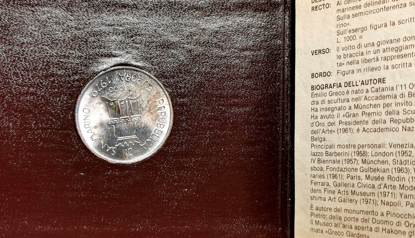 凡希社世界钱币微拍第二百五十八期 1979圣马力诺欧洲联合1000里拉纪念银币卡装全品！