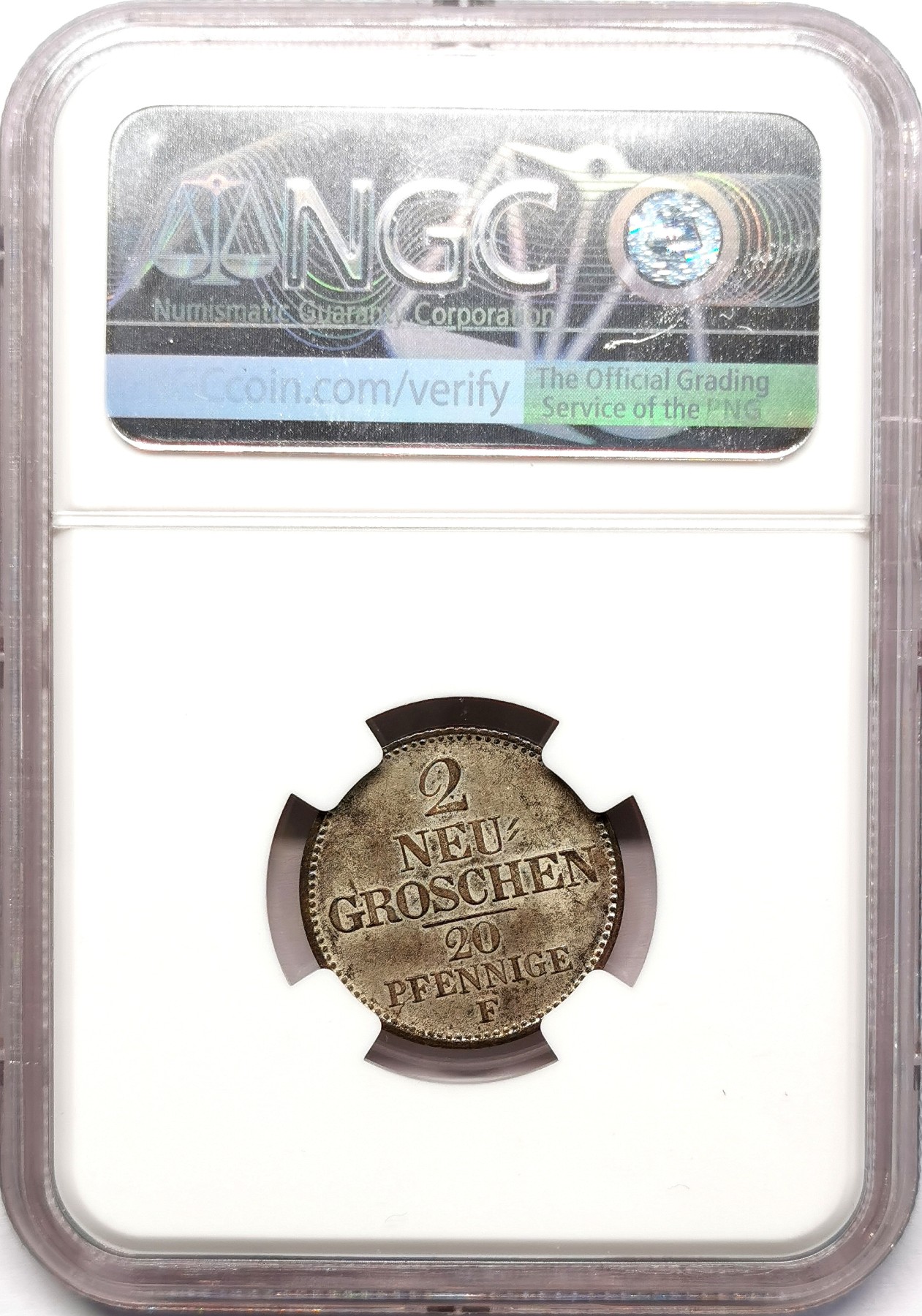 凡希社世界钱币微拍第二百五十八期 1851萨克森20芬尼银辅币NGC-MS64