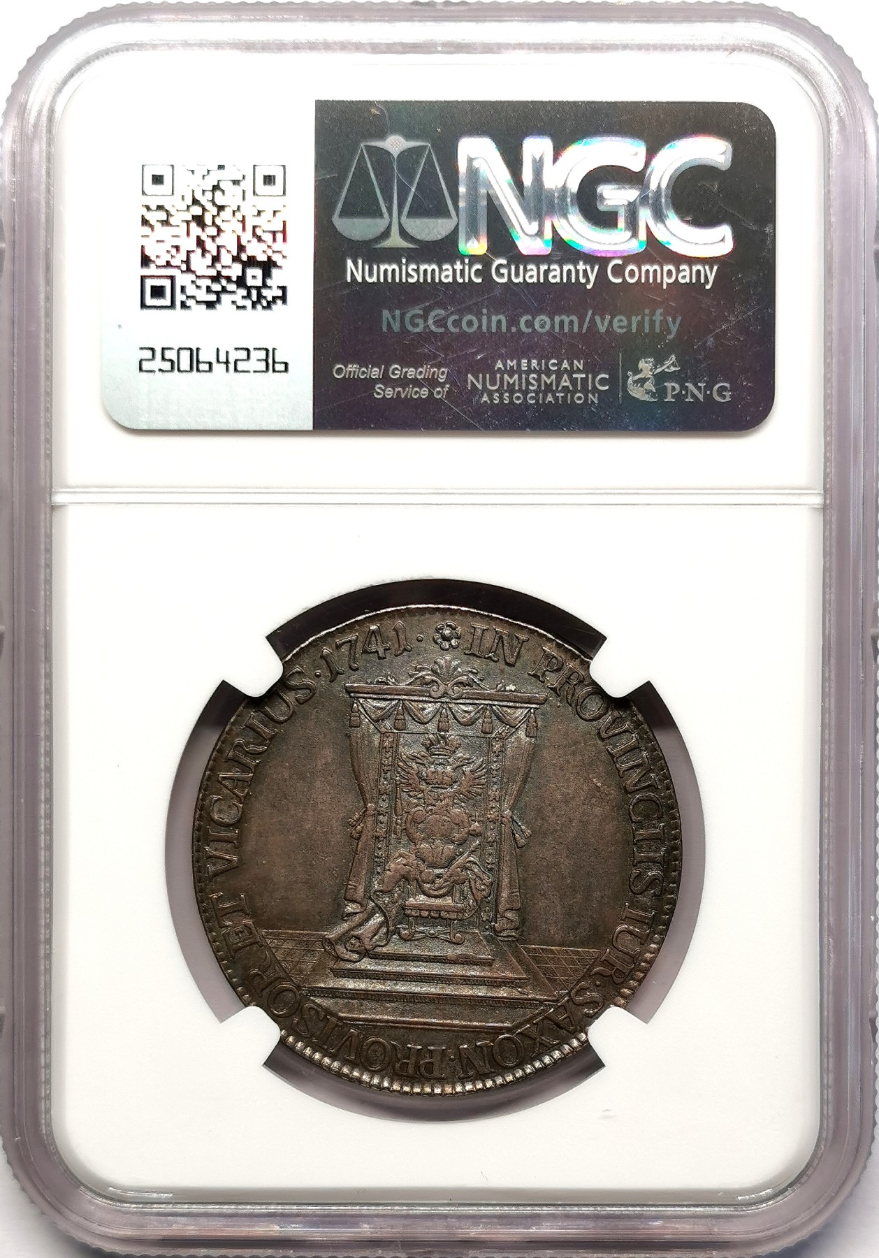 凡希社世界钱币微拍第二百五十八期 1741萨克森选帝侯奥古斯特代牧1/2泰勒NGC-AUD黑彩高品！