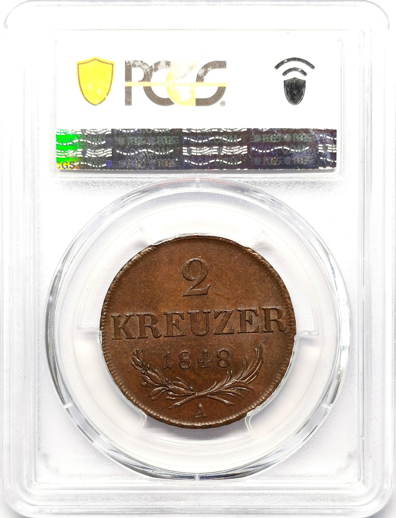 凡希社世界钱币微拍第二百五十八期 1848A奥地利帝国2克鲁泽大铜PCGS-MS64 巧克力包浆，完美的视觉感！