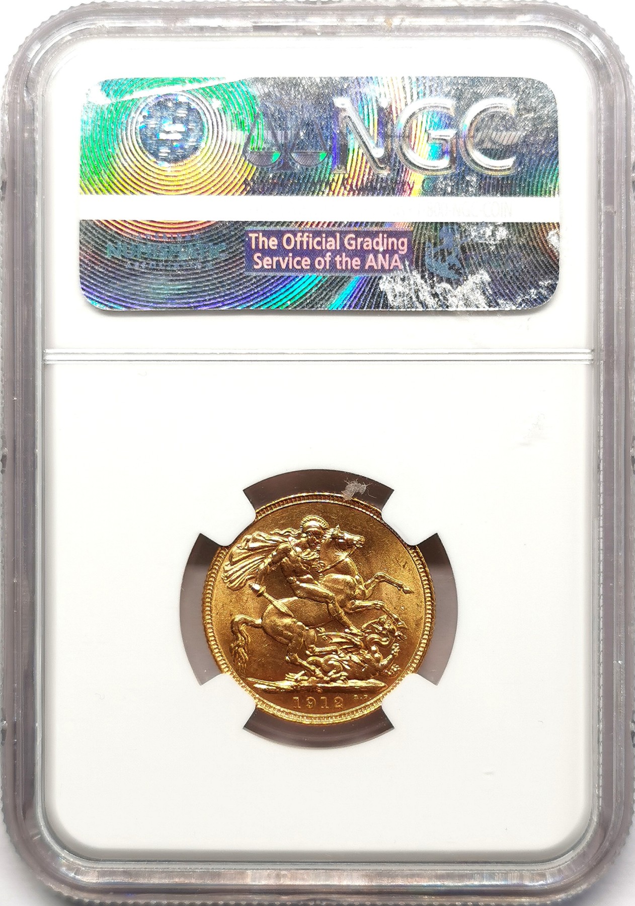 凡希社世界钱币微拍第二百五十八期 1912S澳大利亚乔五索维林金币NGC-MS64 7.988g，917金