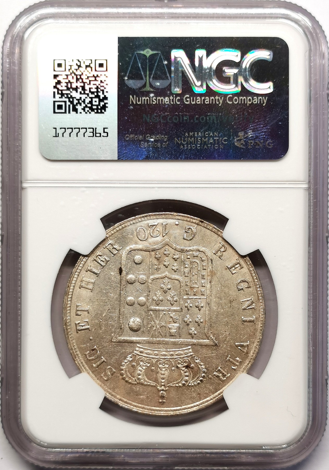 凡希社世界钱币微拍第二百五十八期 1857那不勒斯与西西里120G大银NGC-UNCD