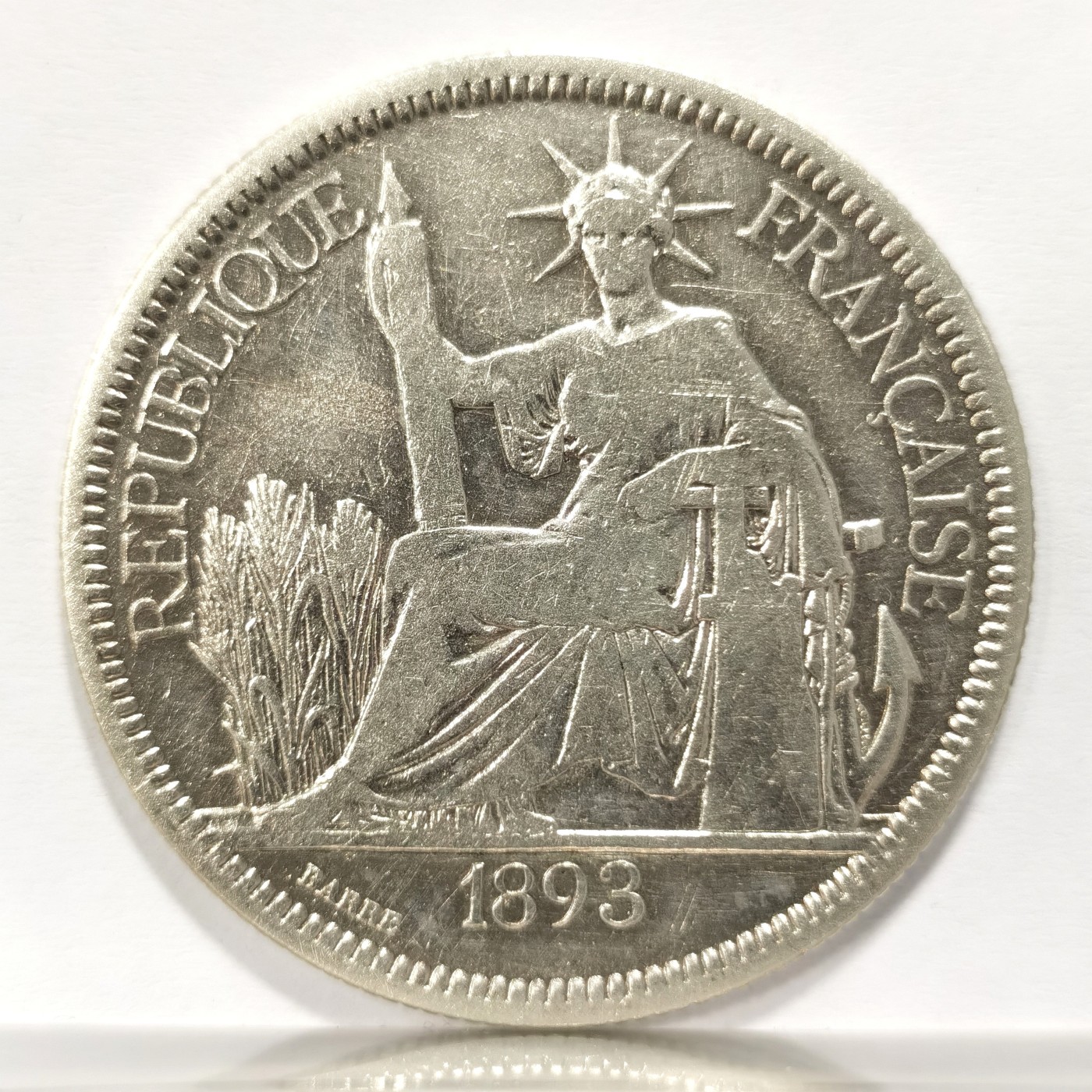 博洋堂世界钱币拍卖第060期（全场包邮） 法属坐洋1893 1P 早期加重 vf品 五珍之一 目前价格洼地