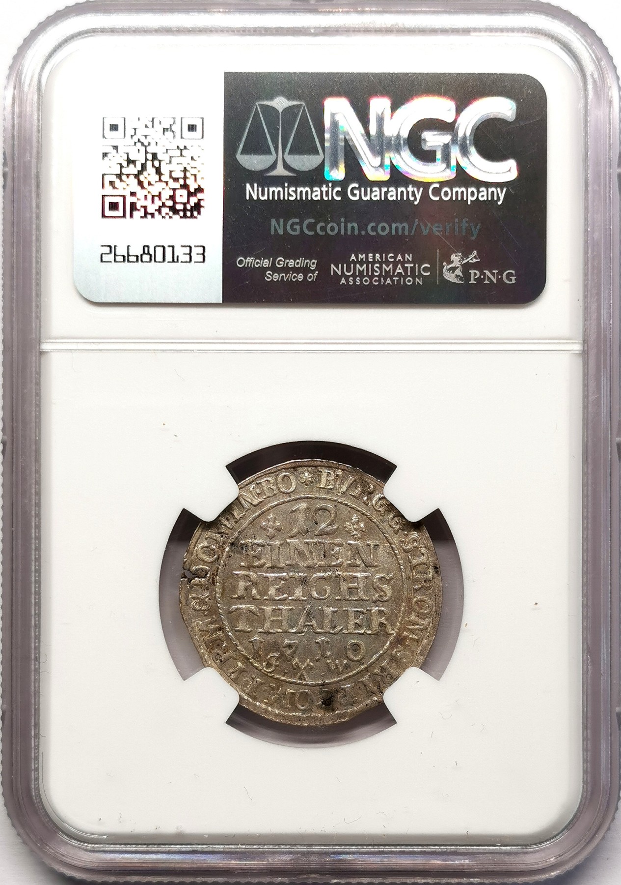 凡希社世界钱币微拍第二百五十八期 1710明斯特教区1/12泰勒NGC-MS63 罕见的MS品质！