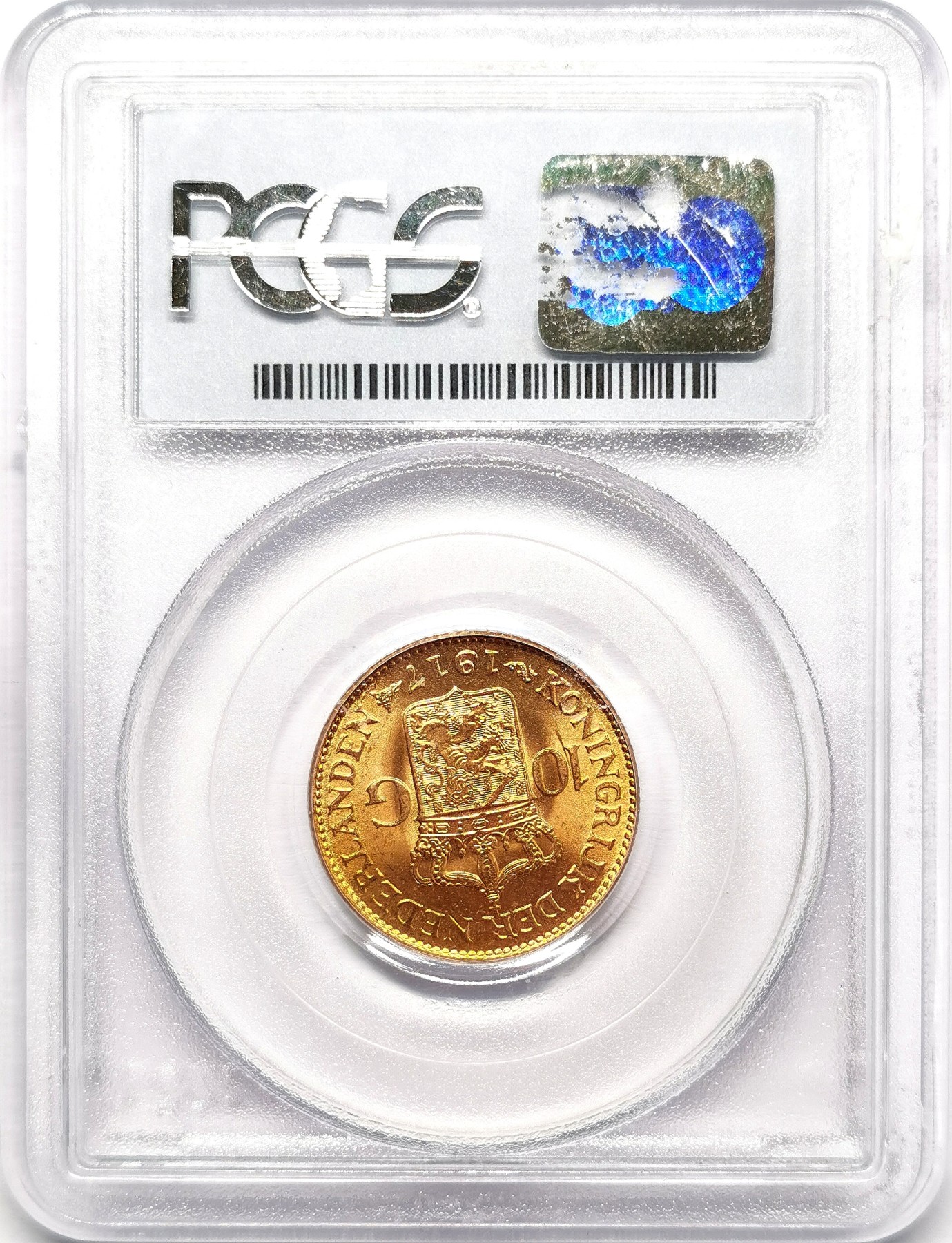 凡希社世界钱币微拍第二百五十八期 1917荷兰威廉敏娜10盾金币PCGS-MS66高分！ 6.729g，900金