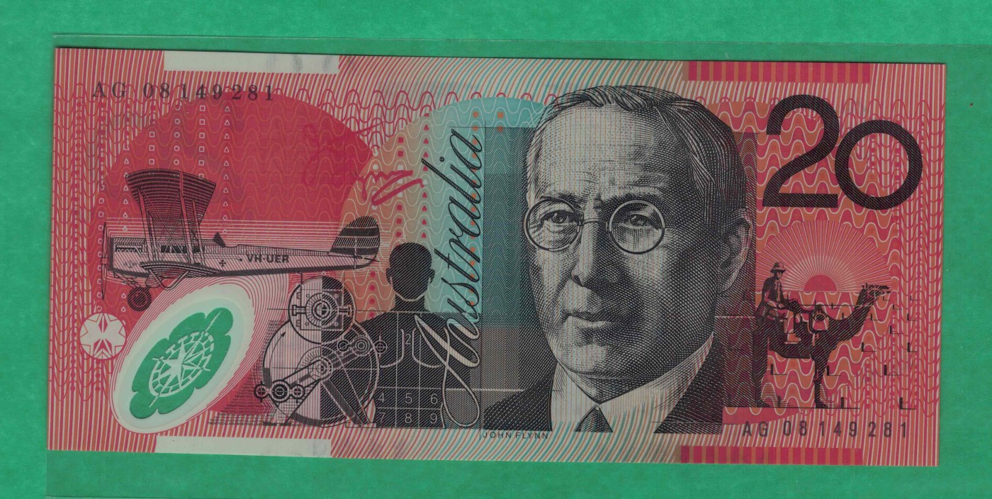 澳大利亚2008年20元 老版 塑料钞 大洋洲 实物图 UNC