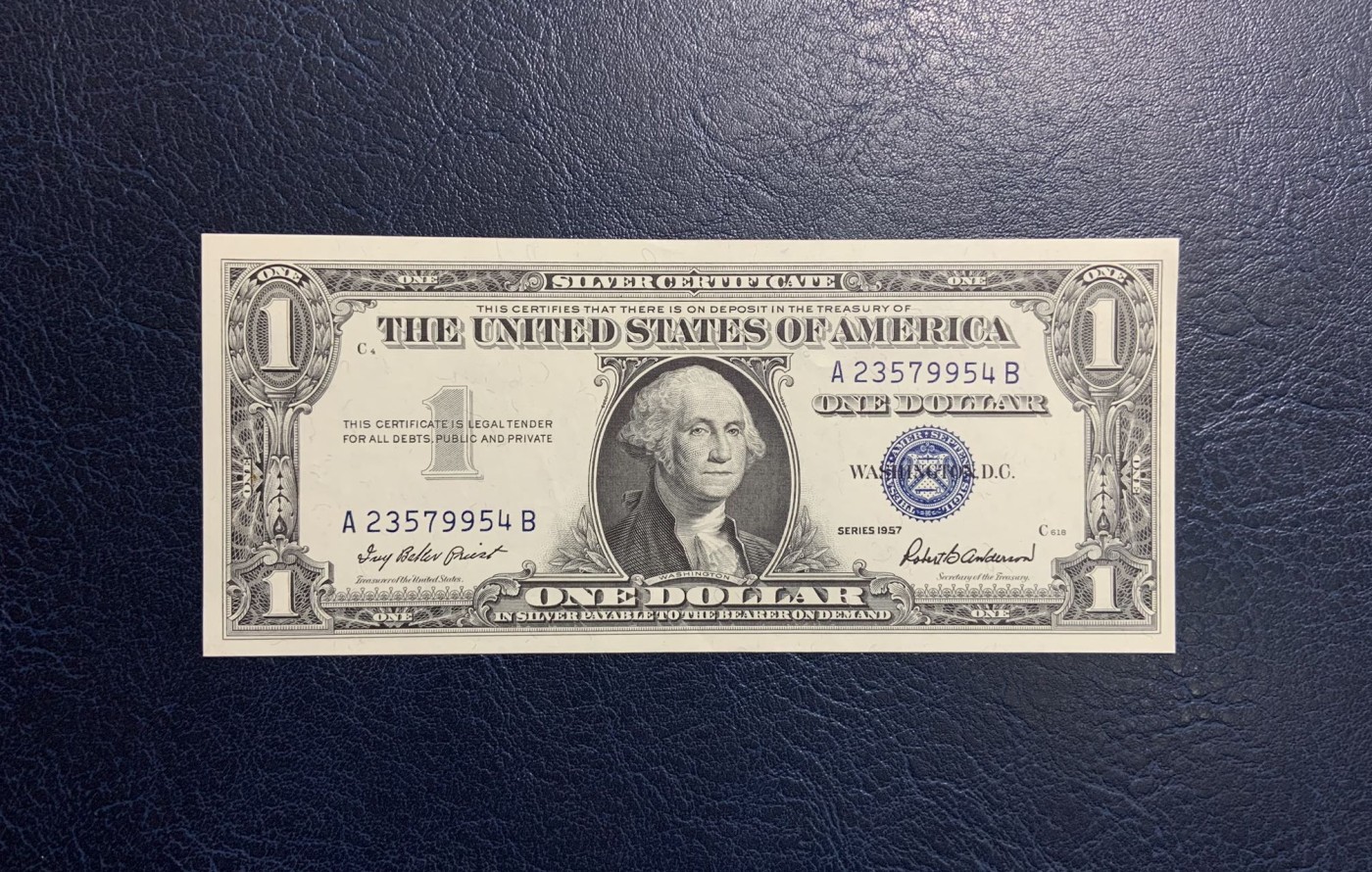 收藏联盟Quantum Auction 第318期拍卖  美国1957年1美元银币券 品相UNC-