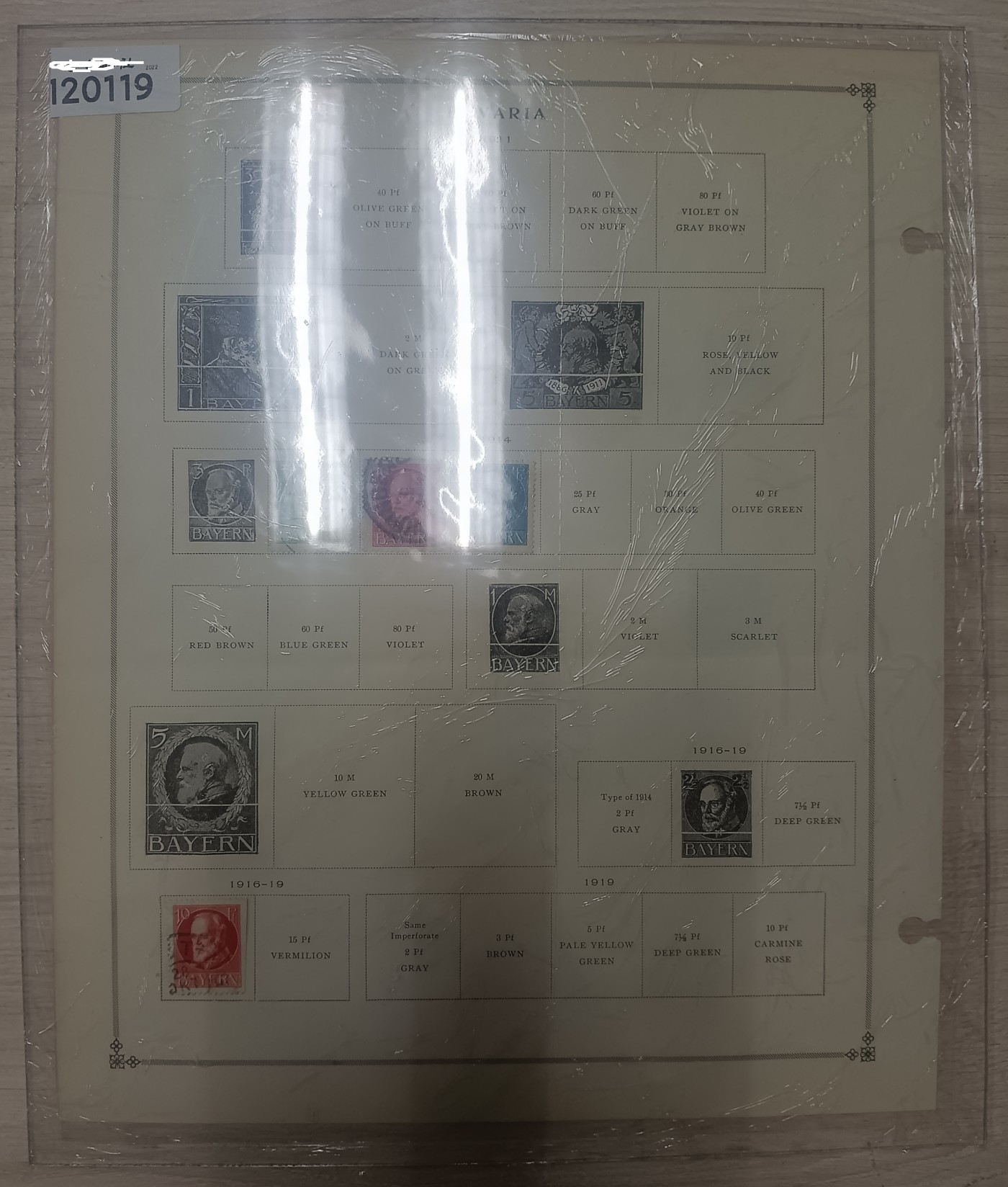 各国首次 —— 德国，巴伐利亚贴票页，2页，含第一套邮票，1849-1911年，共21枚销票   （店内编号27）