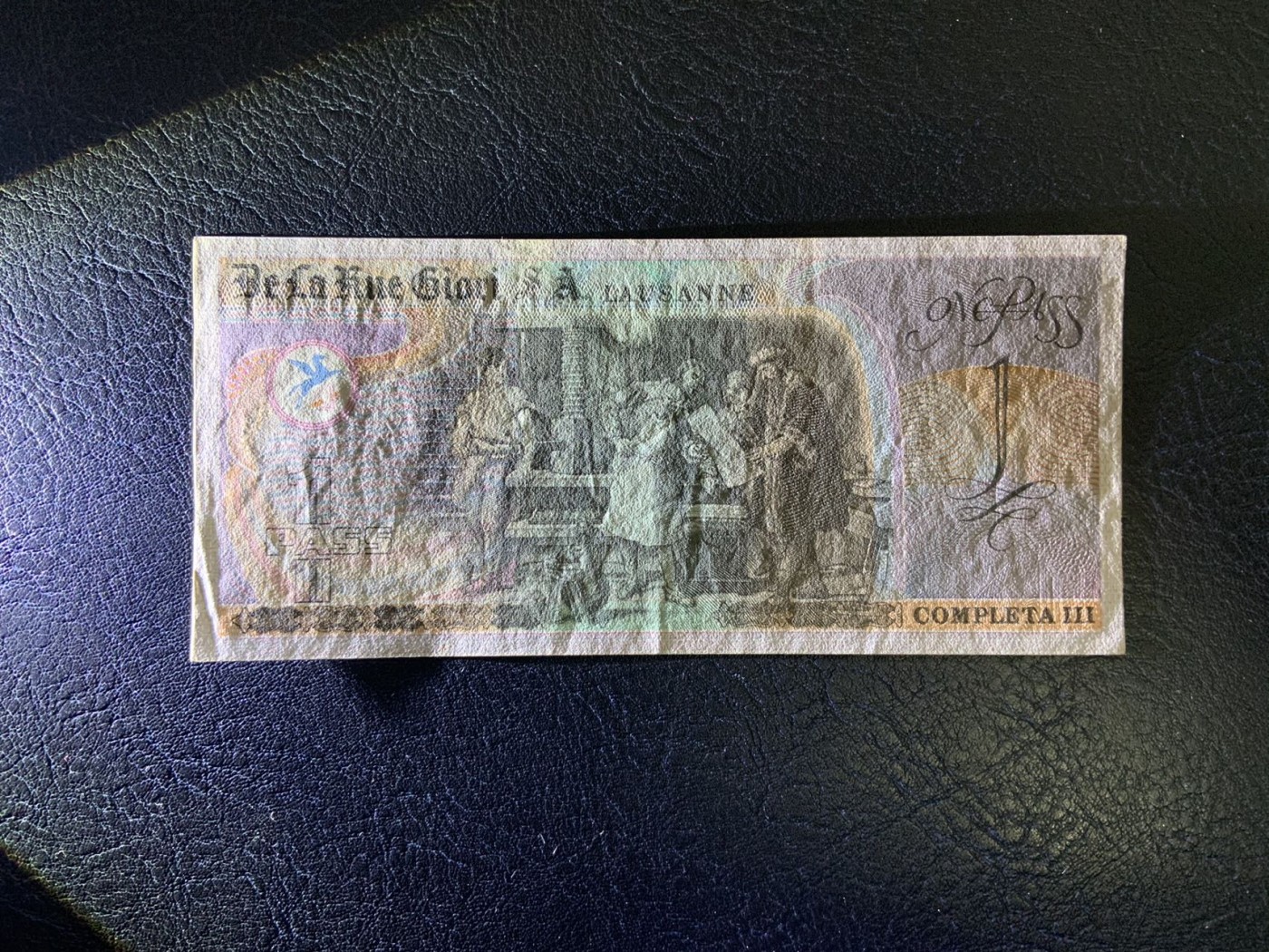 收藏联盟Quantum Auction 第318期拍卖  英国德纳罗公司古滕堡测试钞1帕斯 品相AU 双面雕刻