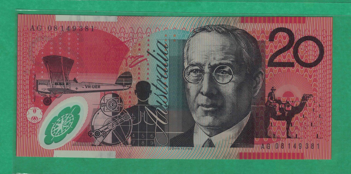 澳大利亚2008年20元 老版 塑料钞 大洋洲 实物图 UNC