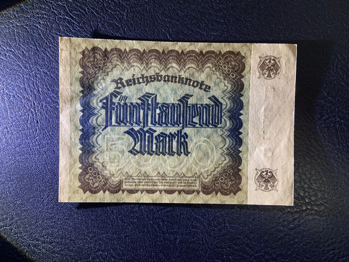 收藏联盟Quantum Auction 第318期拍卖  德国1922年5000马克 品相UNC 边角有瑕疵 丢勒名画