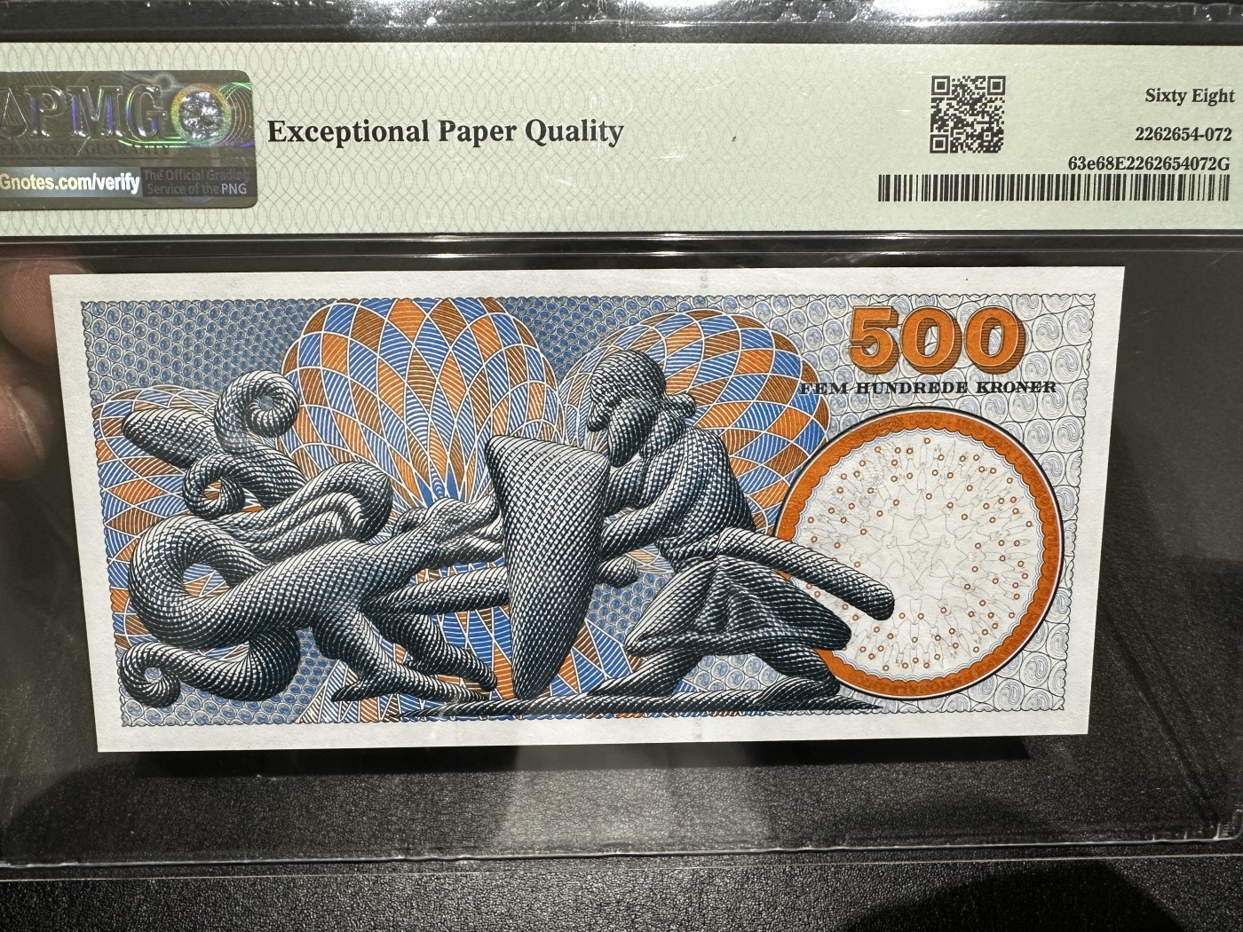 《外钞收藏家》第三百三十期 2008年丹麦浮雕版500克朗 PMG68 无47