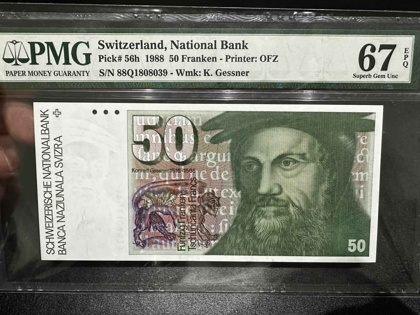 《外钞收藏家》第三百三十期 1988年瑞士人像版50法郎 PMG67 无47
