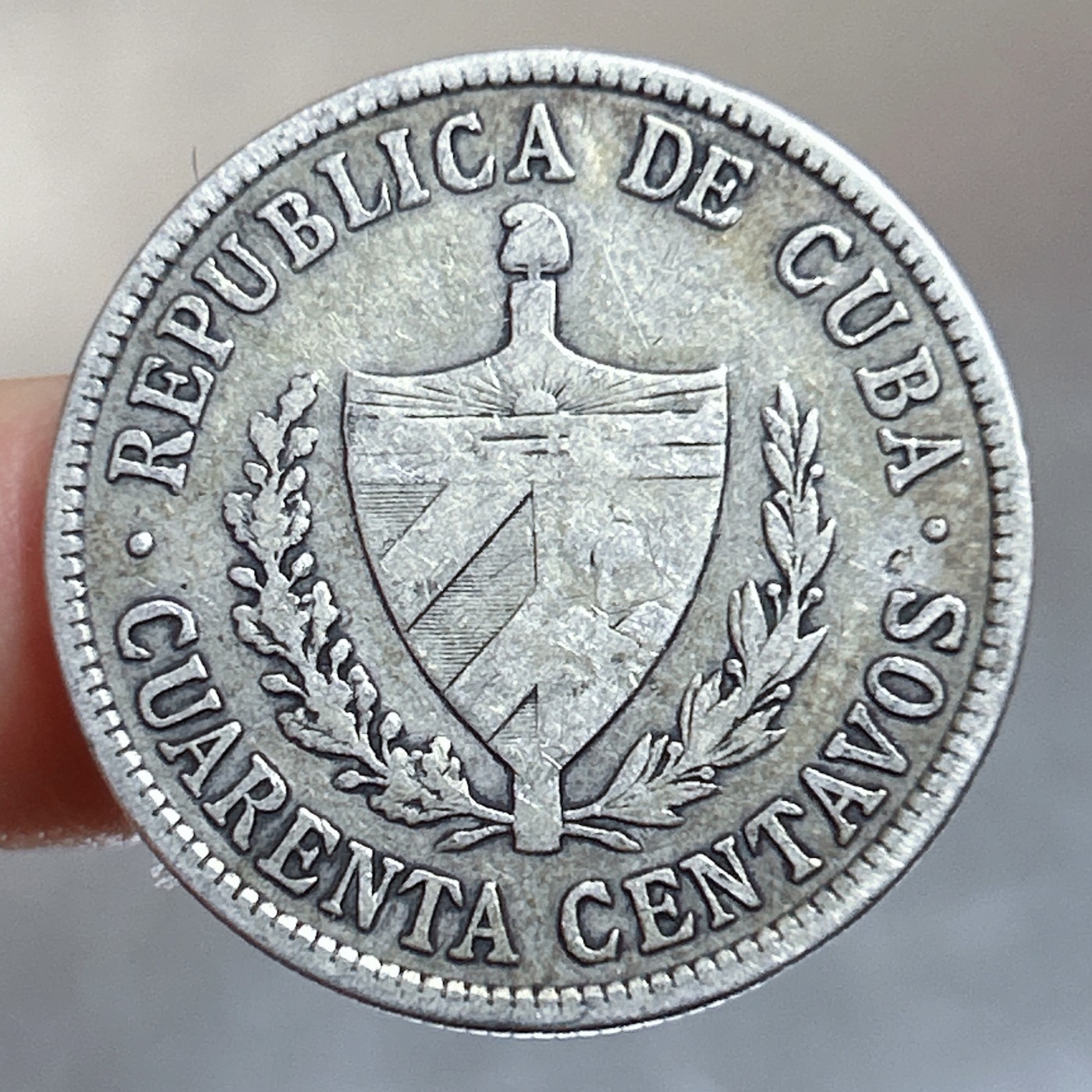 全场一元起拍 银币专场 第56期 早期少见 古巴共和国1920年40分老银币 90%纯银