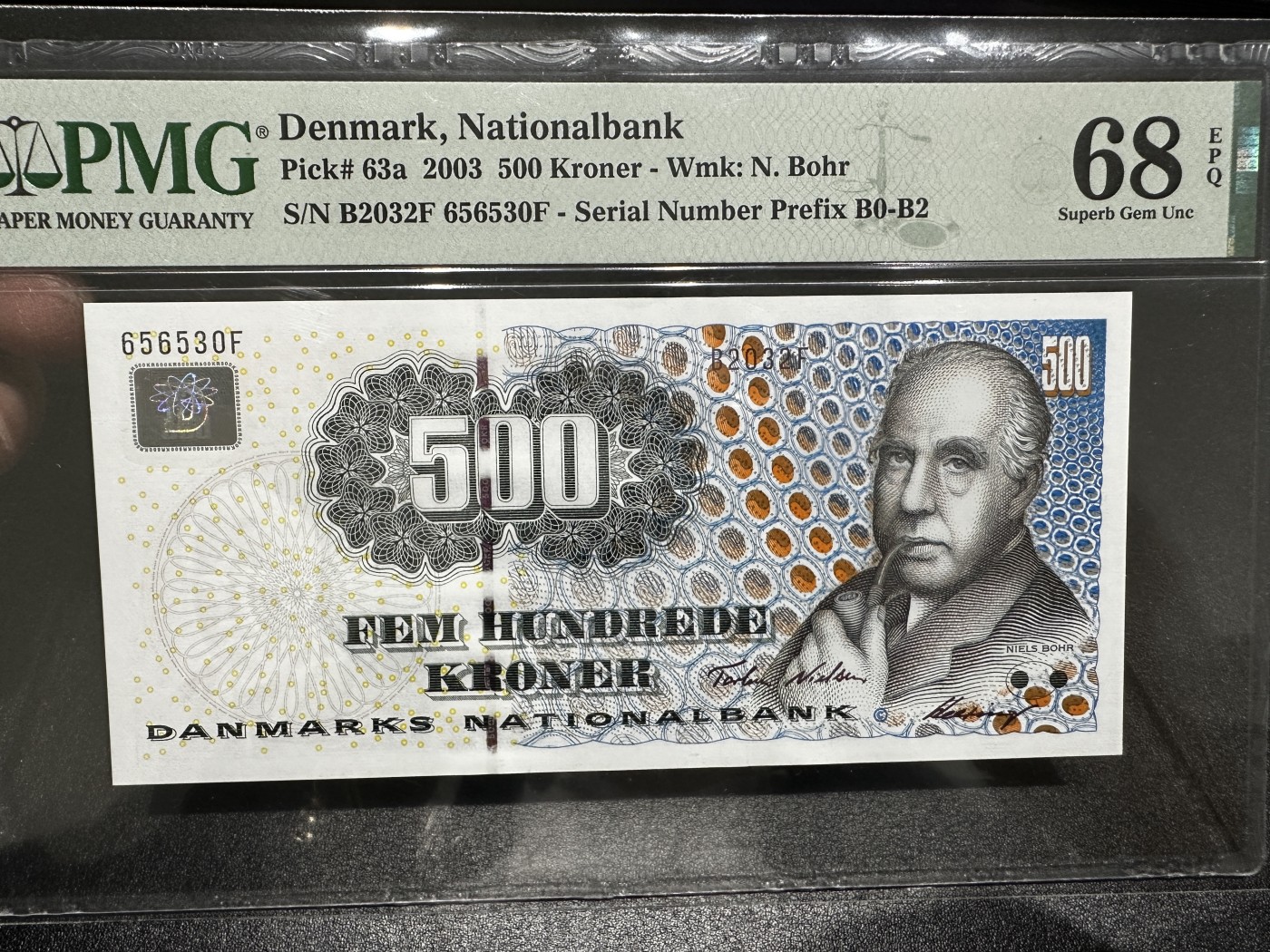 《外钞收藏家》第三百三十期 2003年丹麦浮雕版500克朗 PMG68 无47