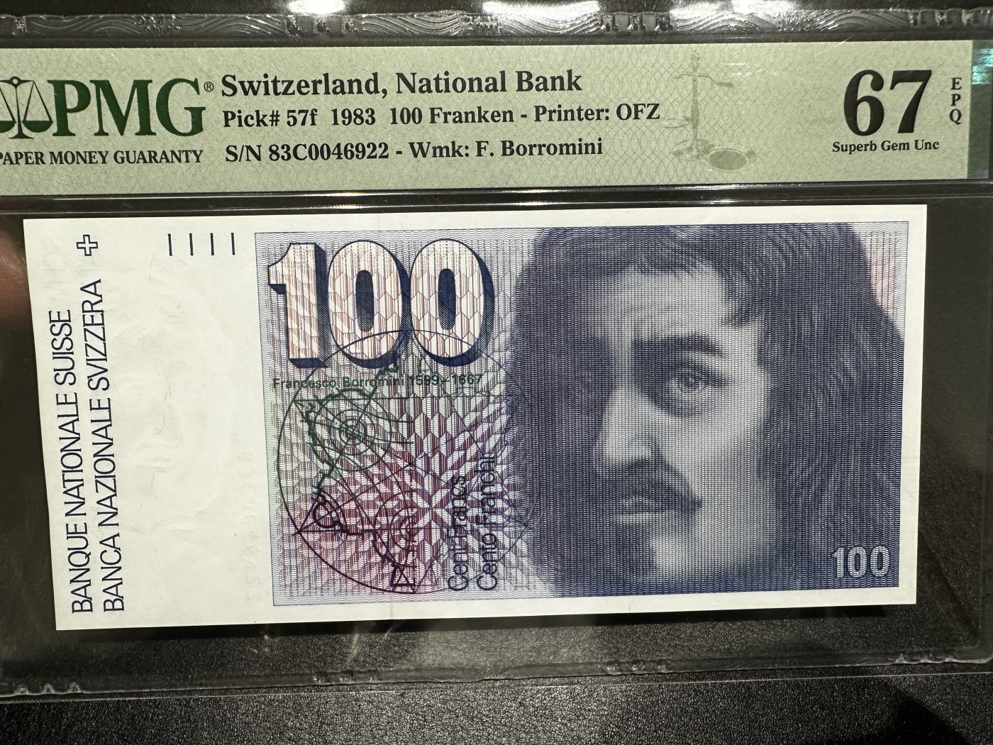 《外钞收藏家》第三百三十期 1983年瑞士人像版100法郎 PMG67