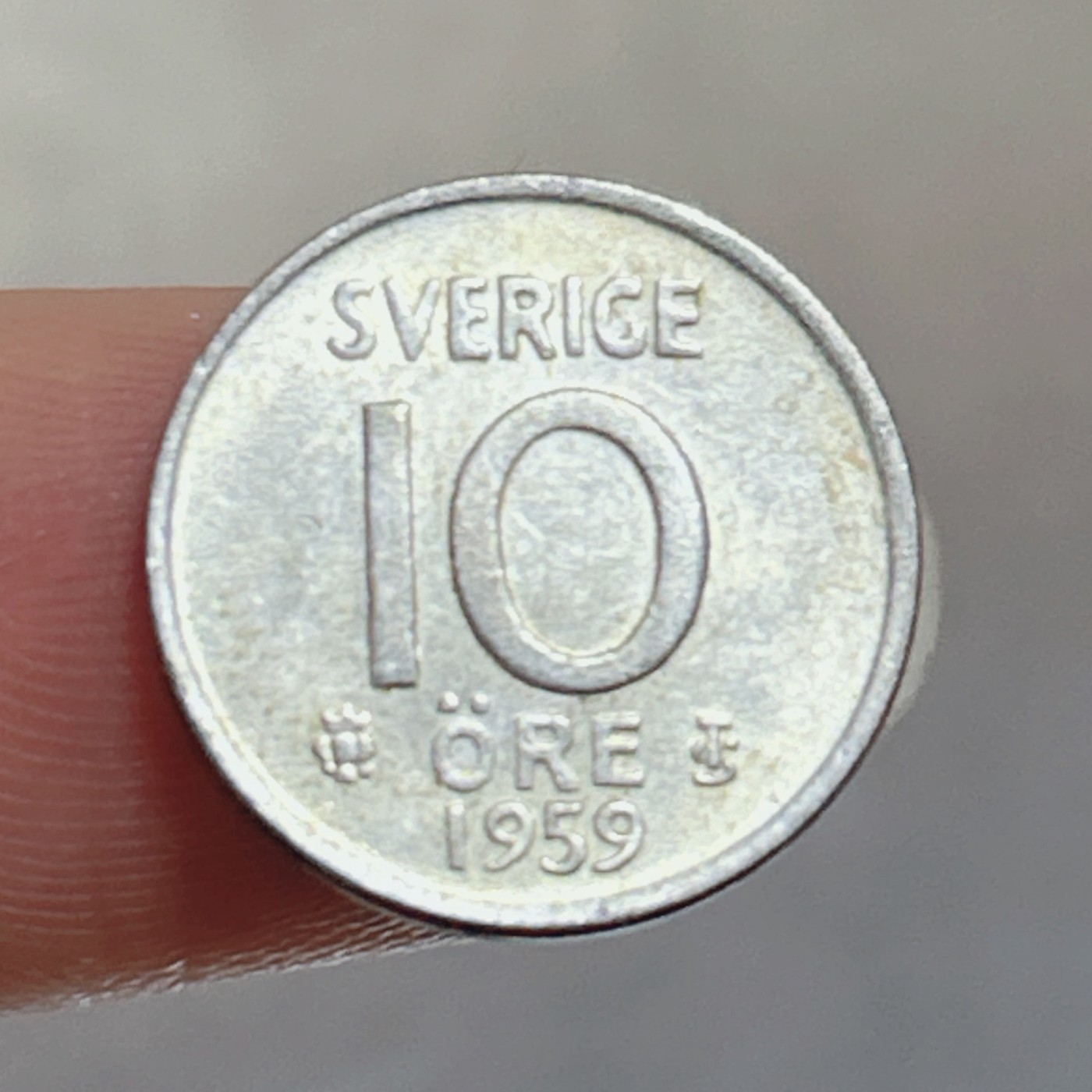 全场一元起拍 银币专场 第56期 瑞典1959年10欧尔小银币古斯塔夫六世皇冠 1.4g