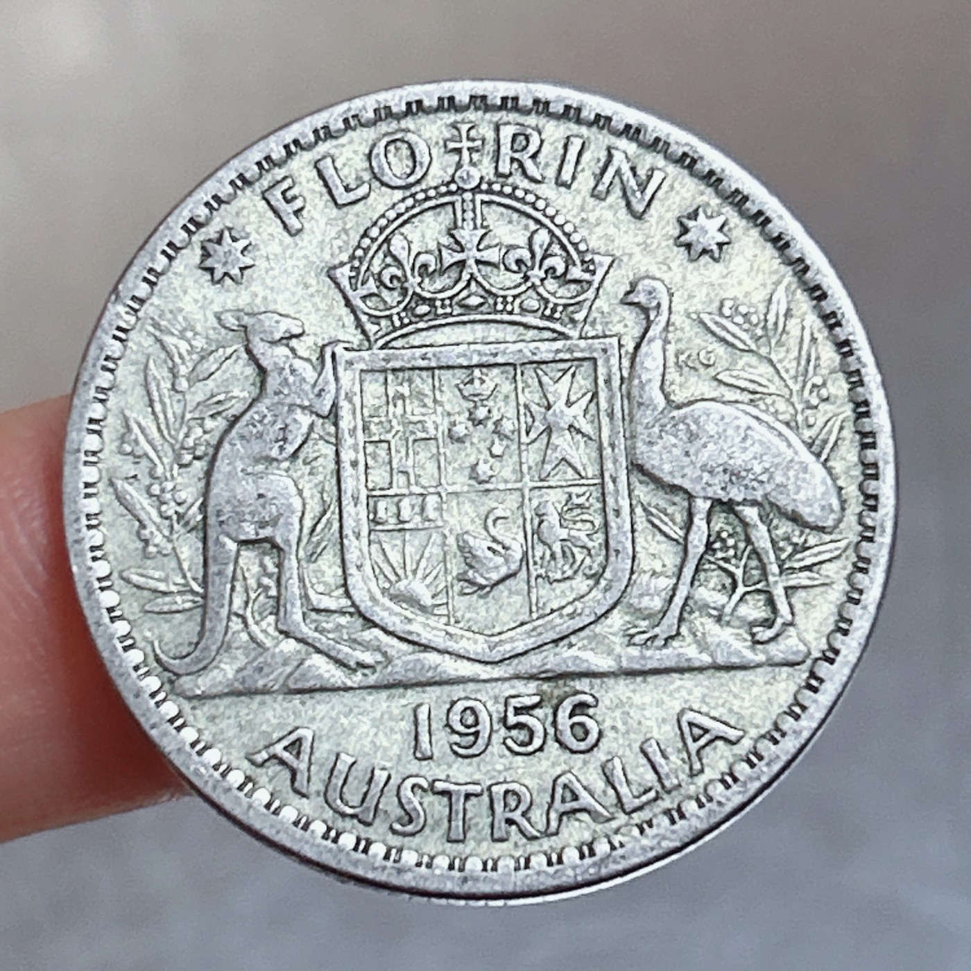 全场一元起拍 银币专场 第56期 1956年澳大利亚1弗洛林银币 伊丽莎白二世 11.2g