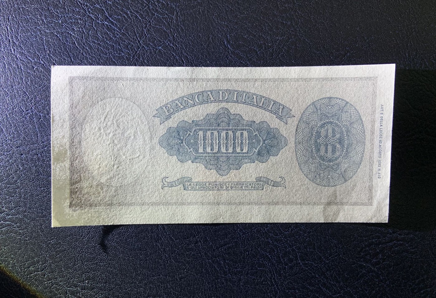 收藏联盟Quantum Auction 第318期拍卖  意大利1948年1000里拉 品相UNC-  取材波提切利名画