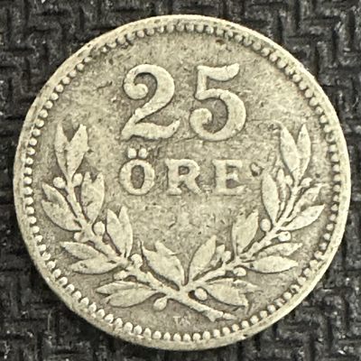 康怡轩【世界各国硬币专场】第28期 - 1910年瑞典25欧尔银币  KM785