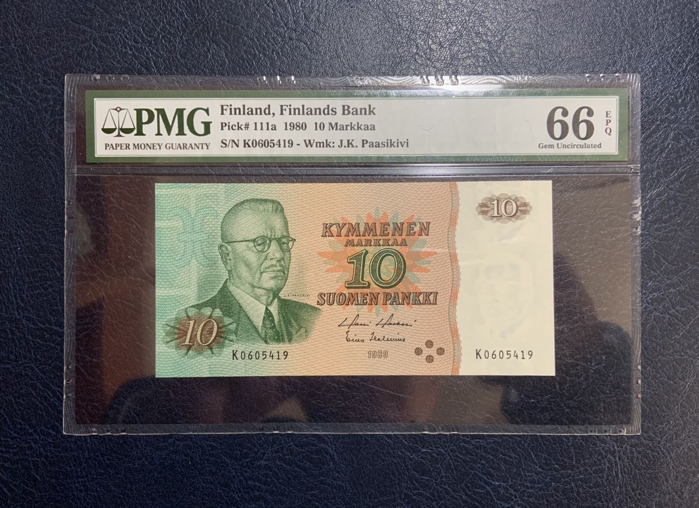 收藏联盟Quantum Auction 第318期拍卖  芬兰1980年10马克 PMG66