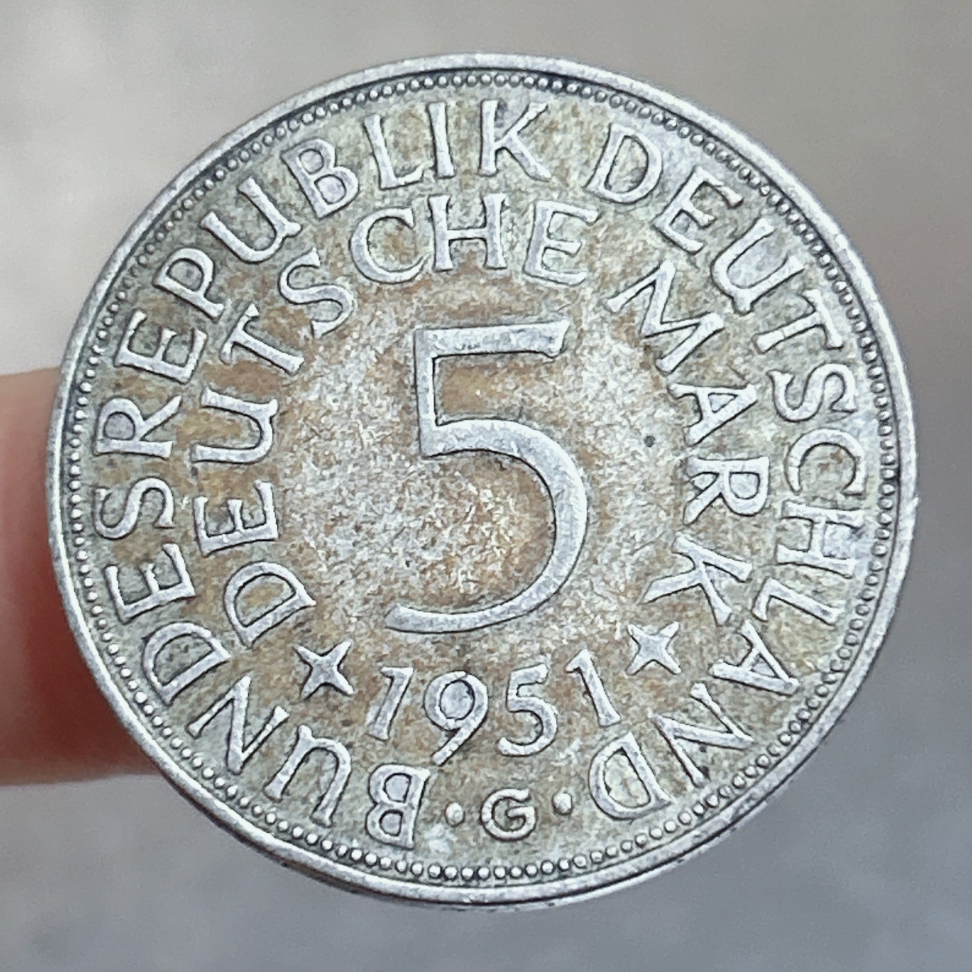 全场一元起拍 银币专场 第56期 德国1951年5马克银币 好品 重11.2g